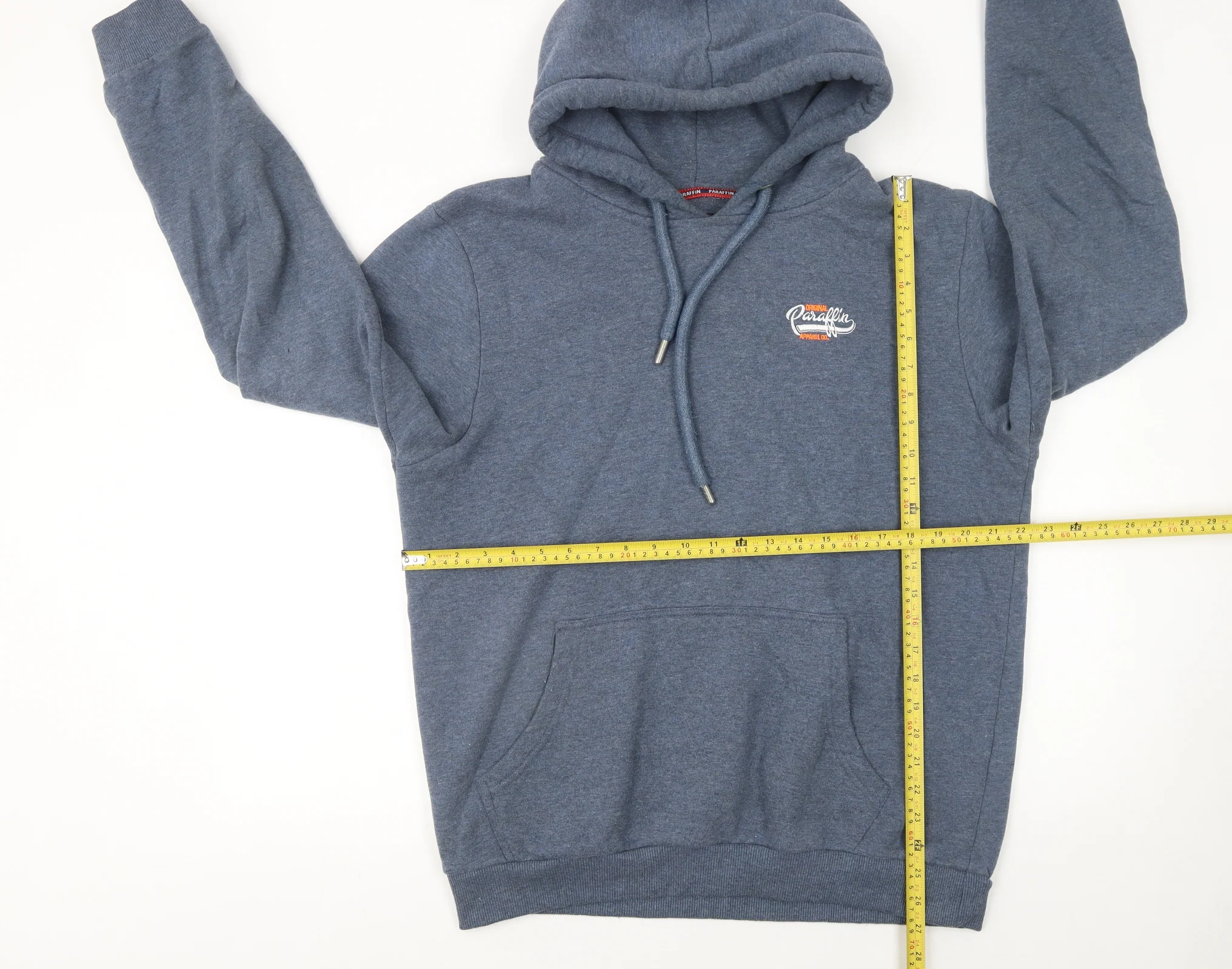 Paraffin Mens Blue 2XL Pullover Hoodie Embroidered Logo Fleece - Image 2