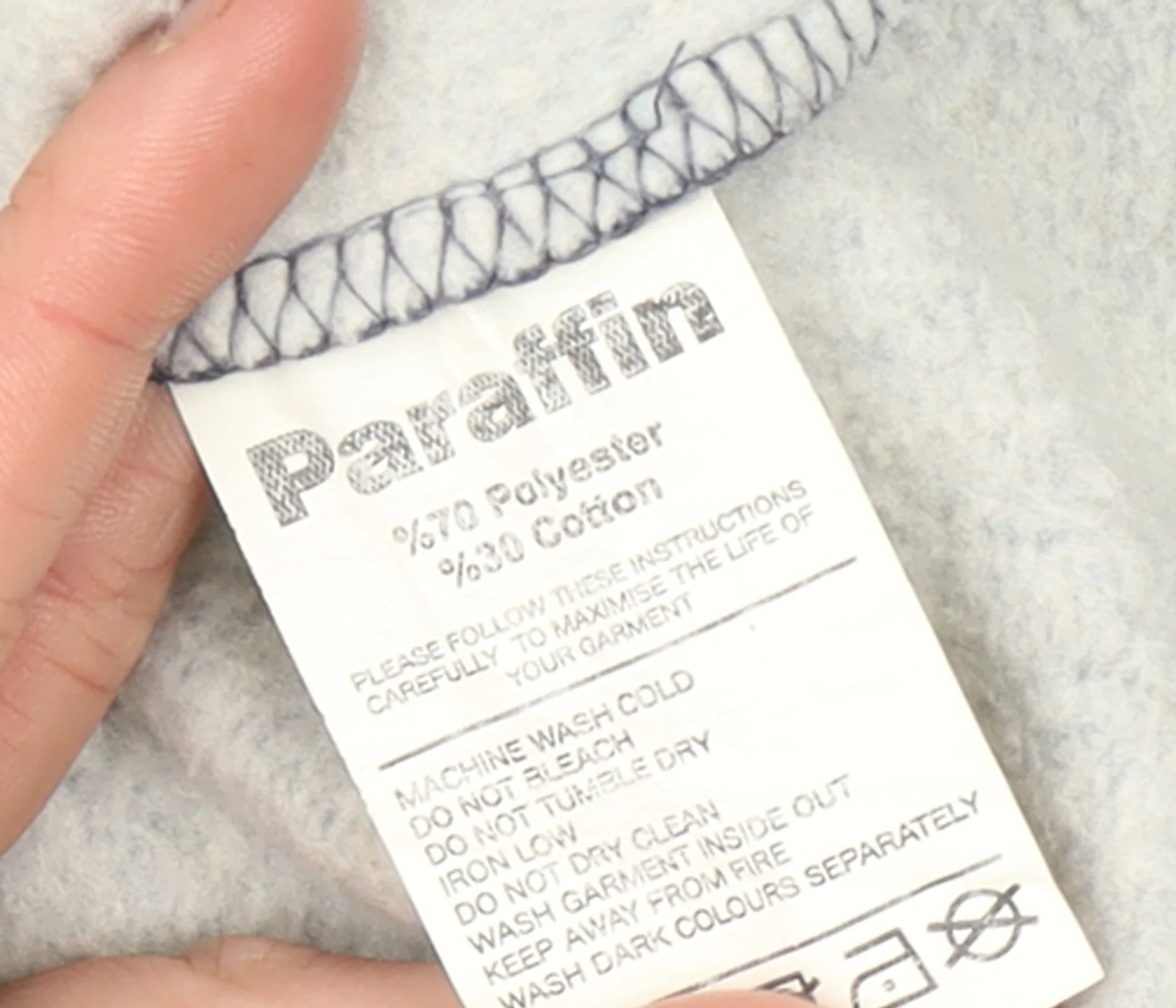 Paraffin Mens Blue 2XL Pullover Hoodie Embroidered Logo Fleece - Image 5