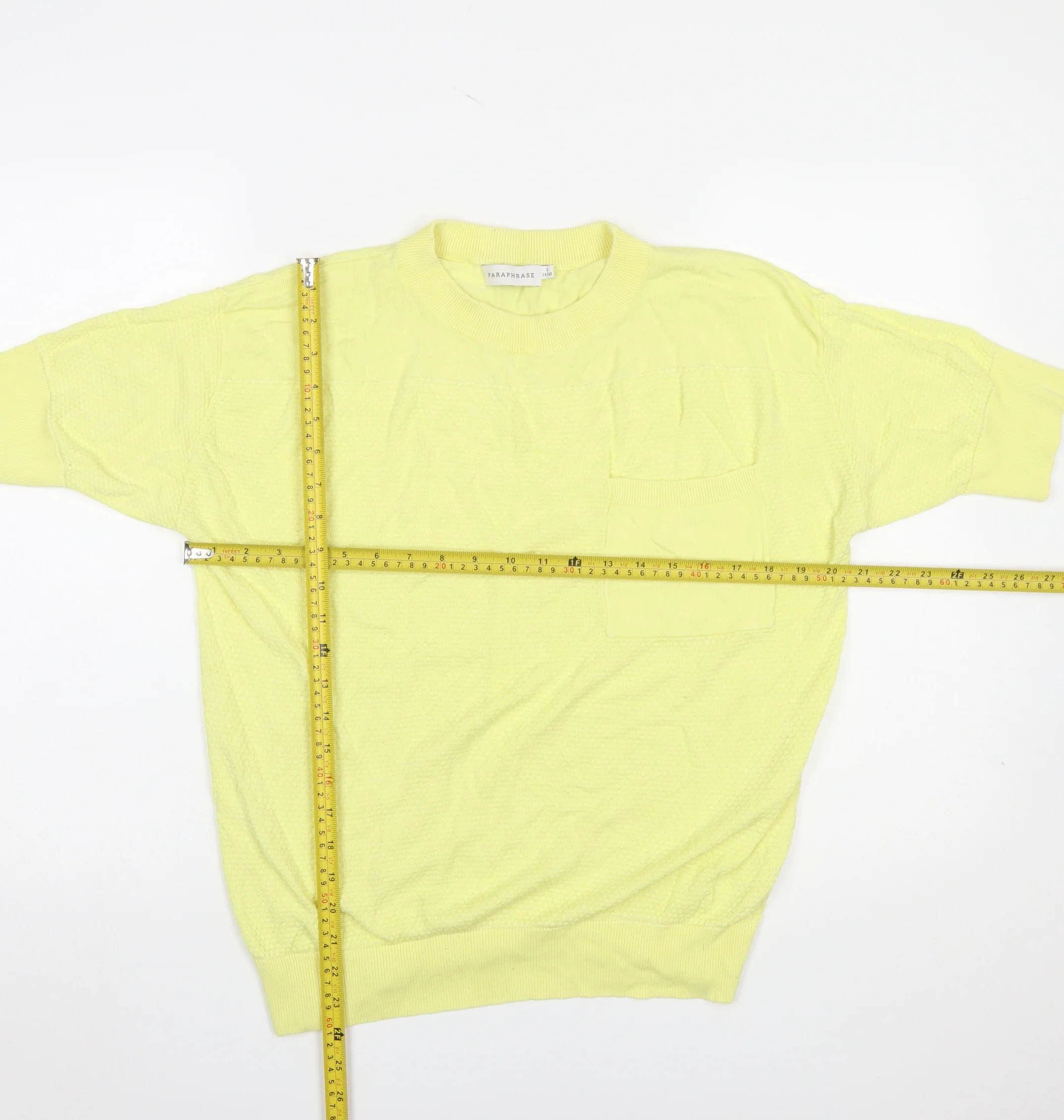 Paraphrase Women's Yellow Short Sleeve Knit Pullover Jumper Size L - Image 2