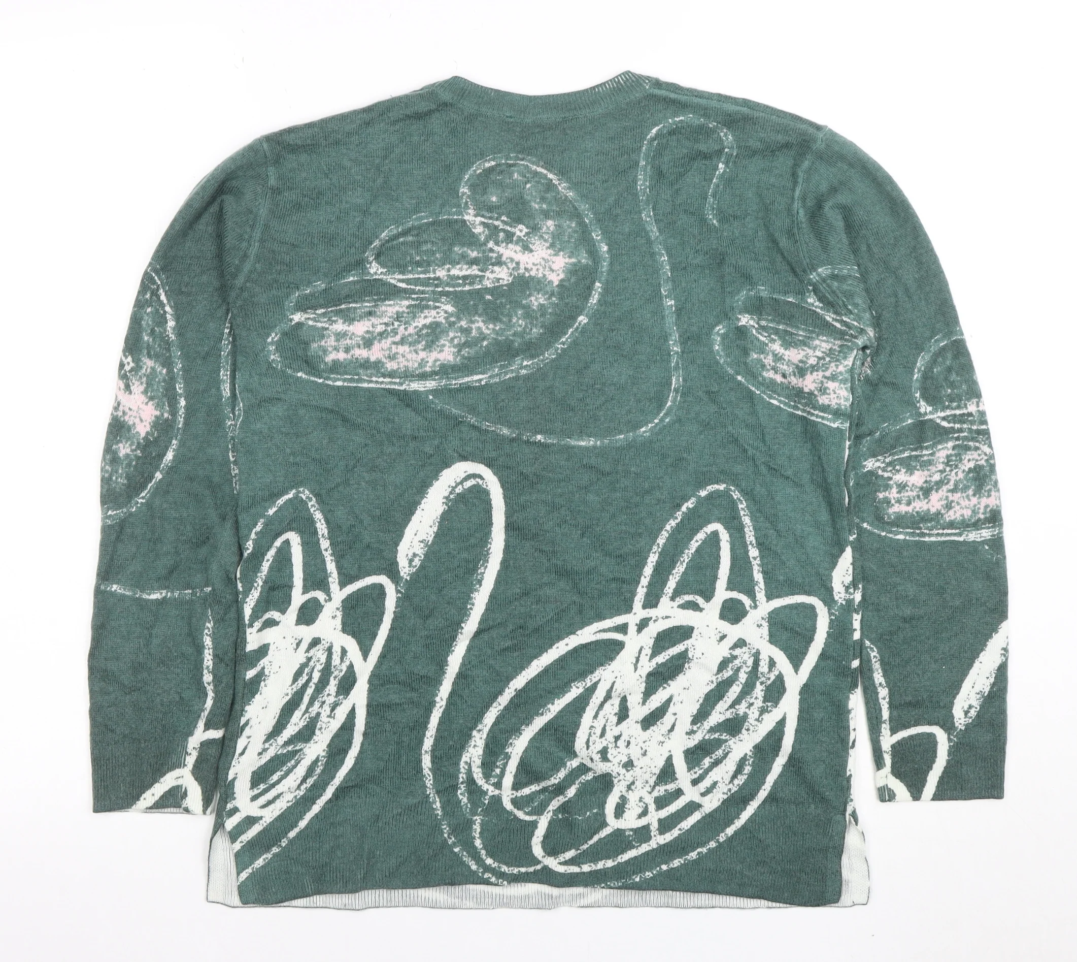 Parfois Women’s Green Swan Print Long Sleeve Cotton Blend Top XS - Image 3