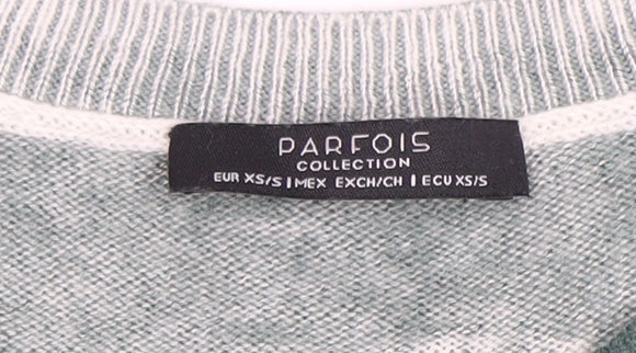 Parfois Women’s Green Swan Print Long Sleeve Cotton Blend Top XS - Image 4