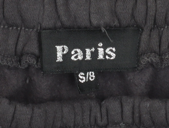 Paris Women Black Cross Applique Sweatpants UK 8 S Elastic Waist - Image 4