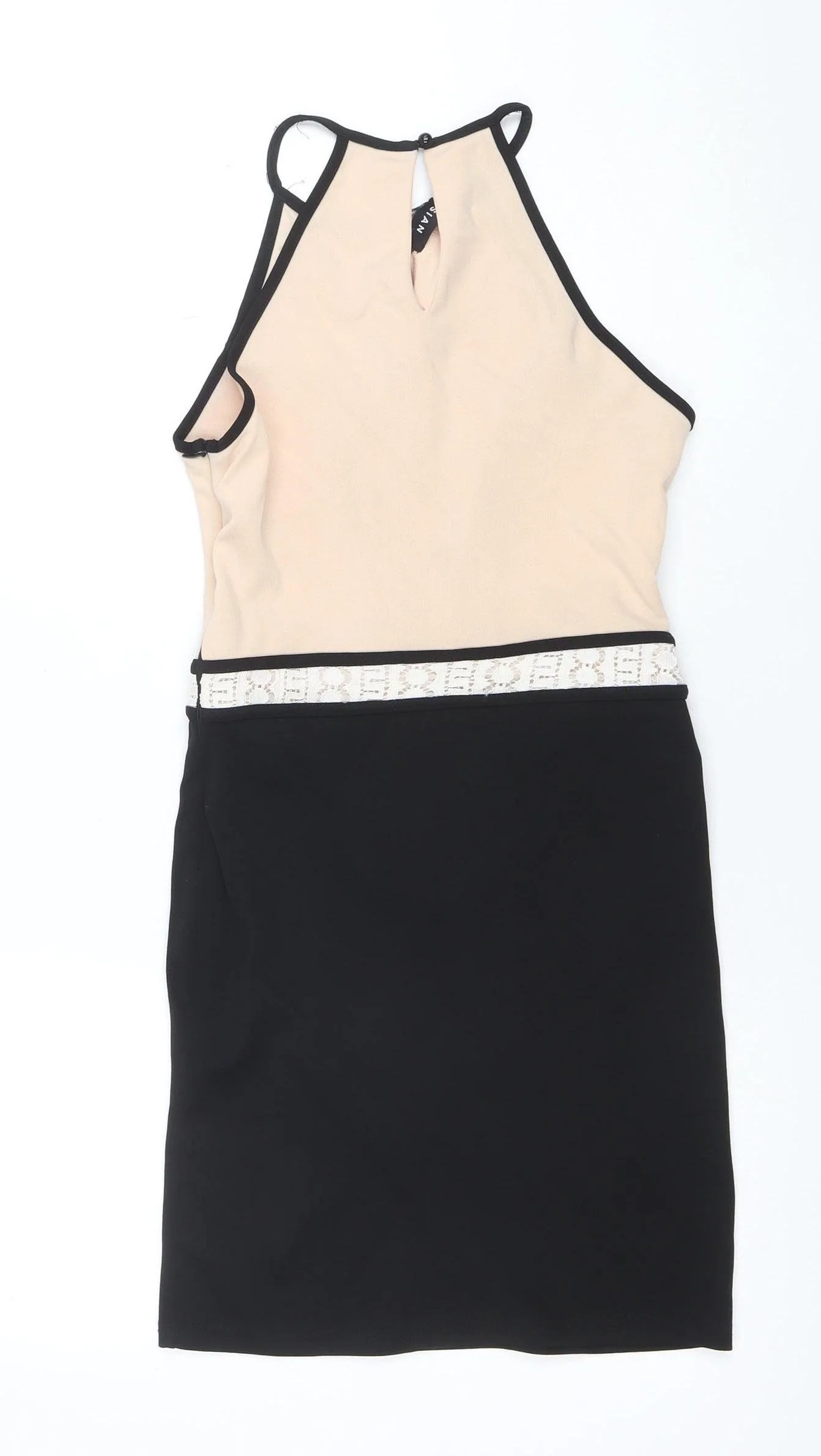 Parisian Women Black Beige Lace Bodycon Dress Size 8 Sleeveless - Image 3