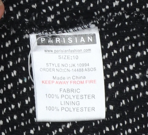 Parisian Women Black & White Textured Double-Breasted Blazer UK 10 - Image 5