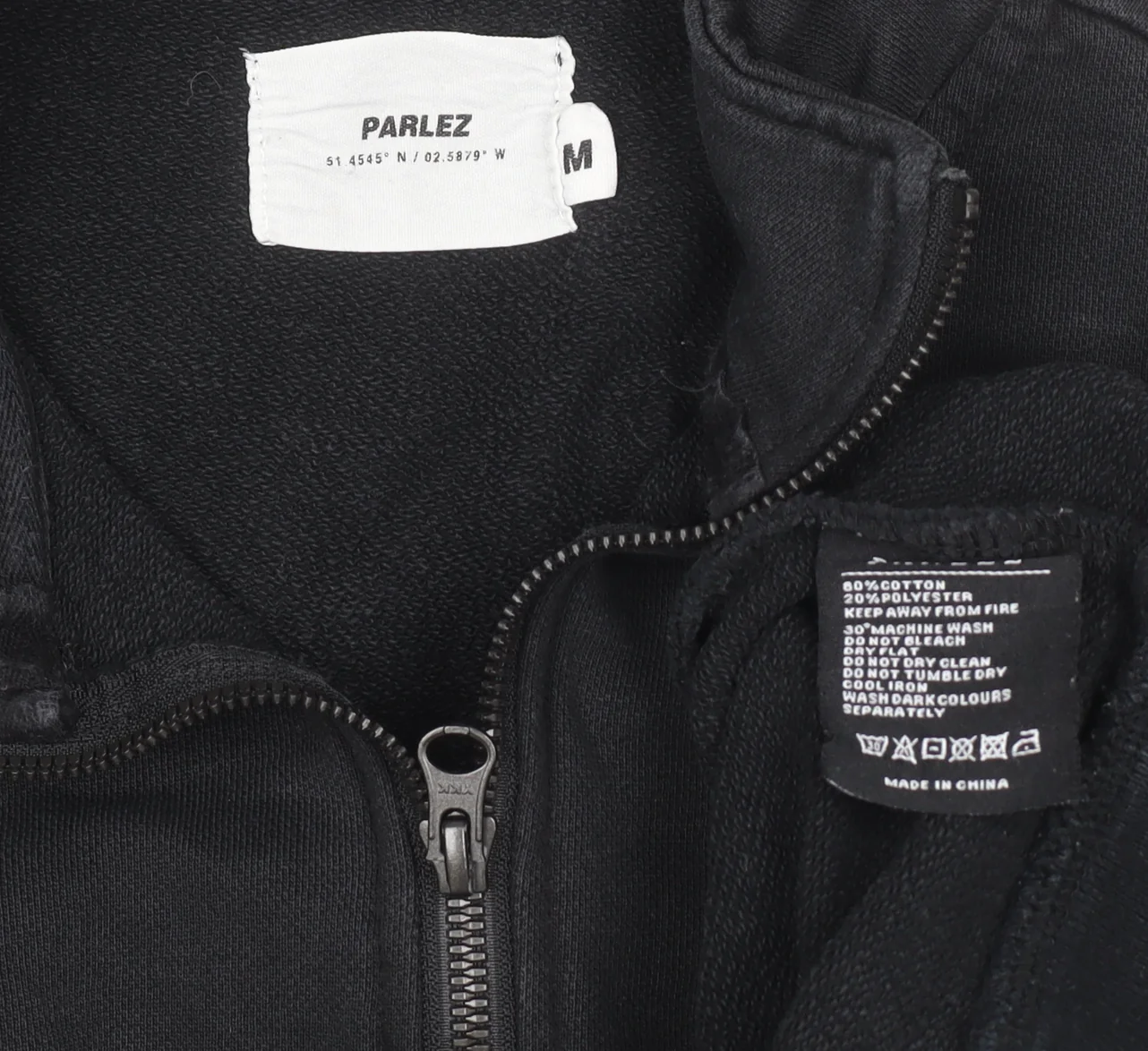Parlez Mens Black Half Zip Fleece Sweatshirt Size M Logo Sports Style - Image 4
