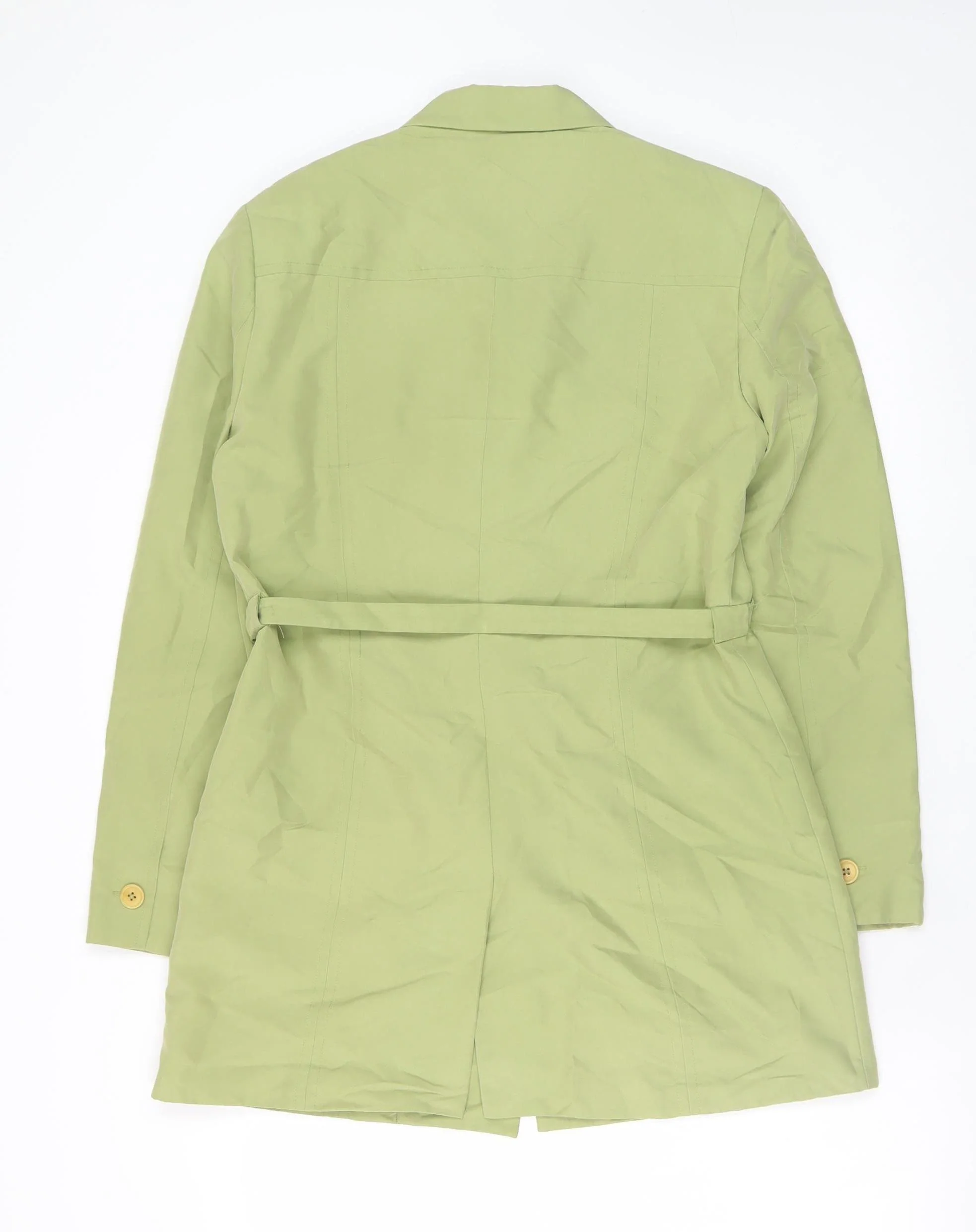 Part Two Women Green Cotton Belted Trench Coat Size 12 - Image 3