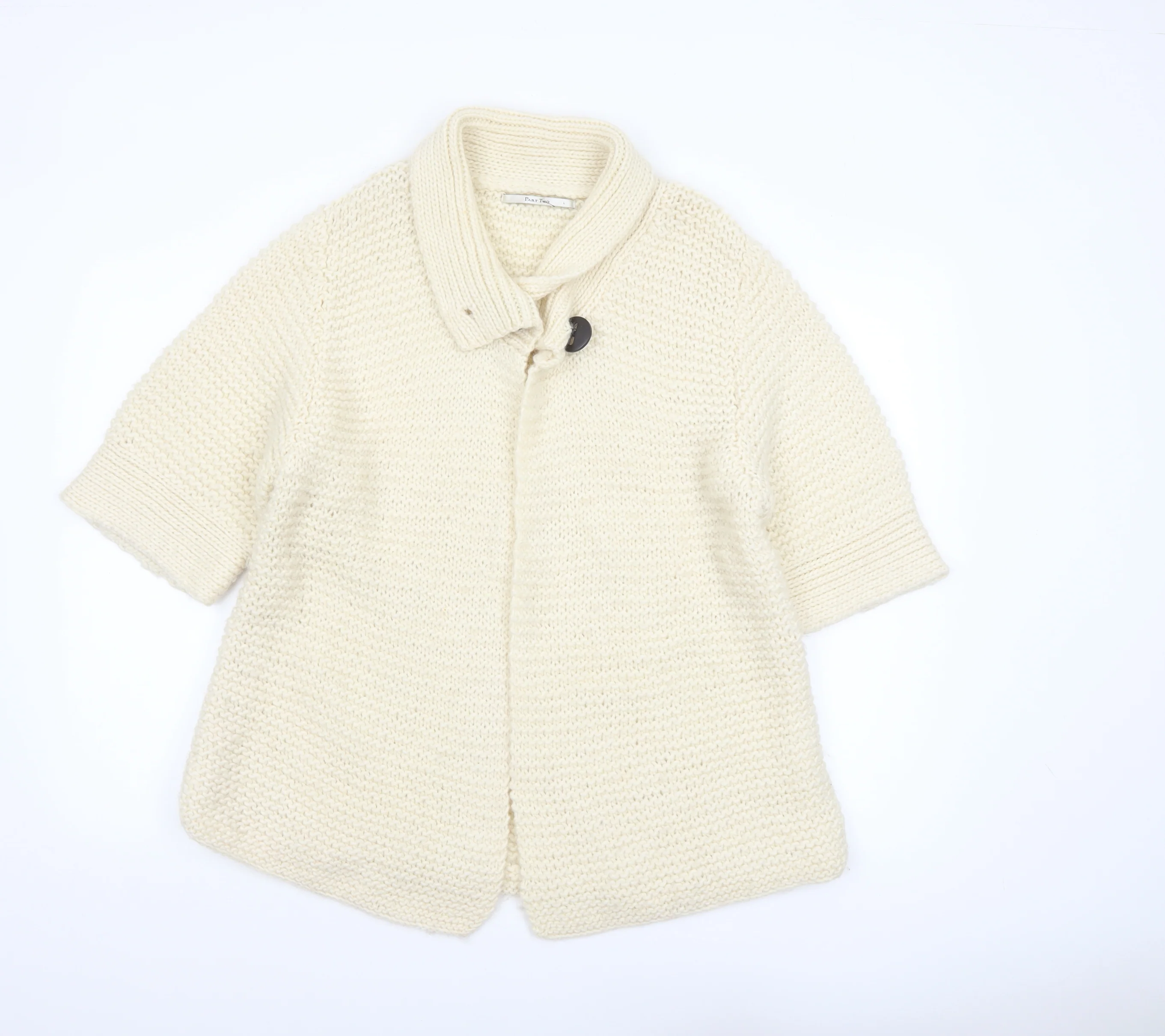Part Two Women's Ivory Wool Chunky-Knit Cardigan L