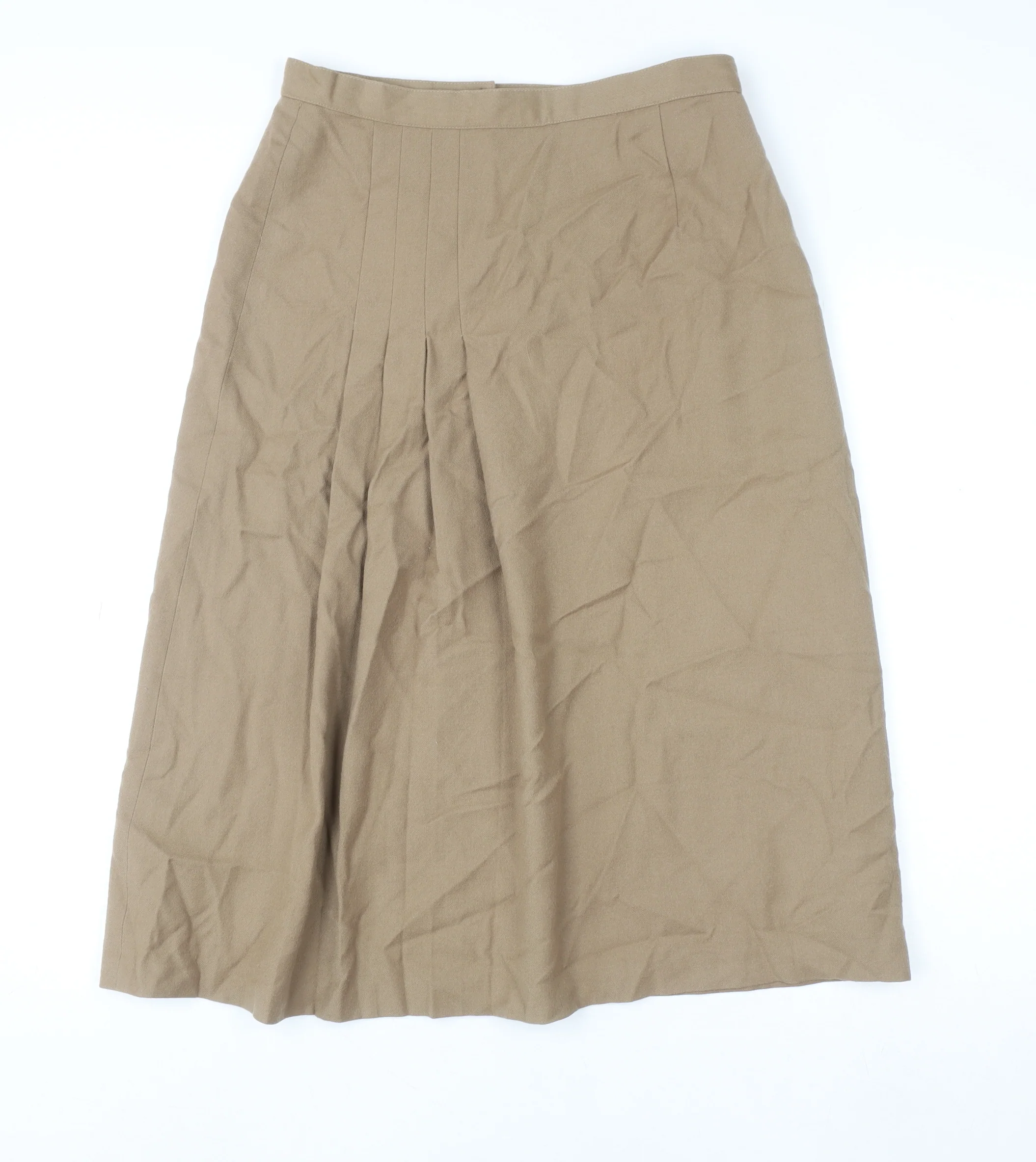 Paul Adler Women Beige Wool A-Line Midi Skirt Size 12
