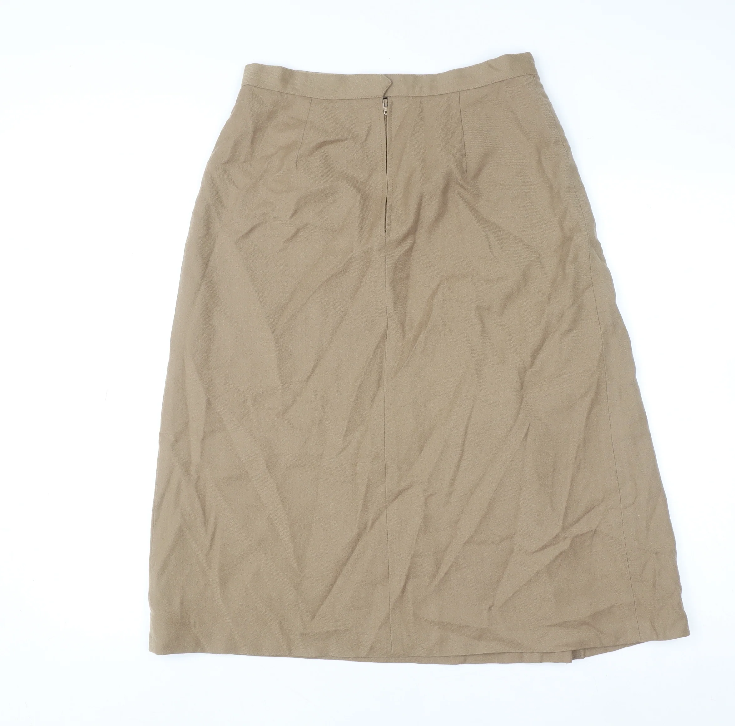 Paul Adler Women Beige Wool A-Line Midi Skirt Size 12 - Image 3