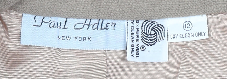Paul Adler Women Beige Wool A-Line Midi Skirt Size 12 - Image 4