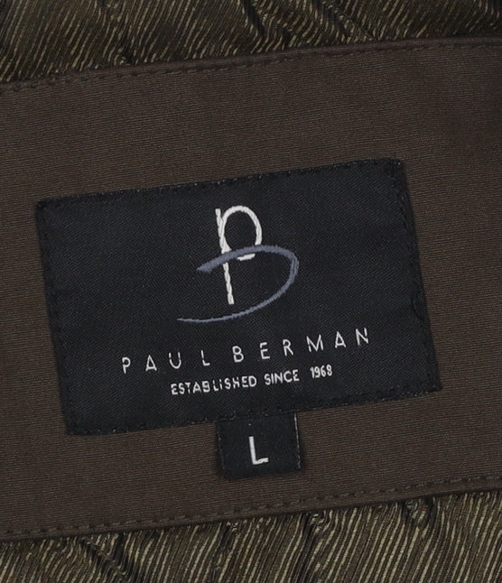 Paul Berman Men's Brown L Overcoat Classic Long Coat Polyester Blend - Image 4