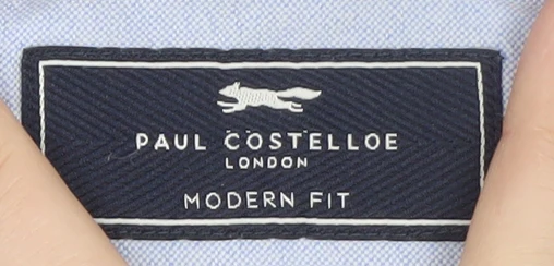 Paul Costelloe Men's Blue Check Long Sleeve Classic Shirt 15.5 - Image 5