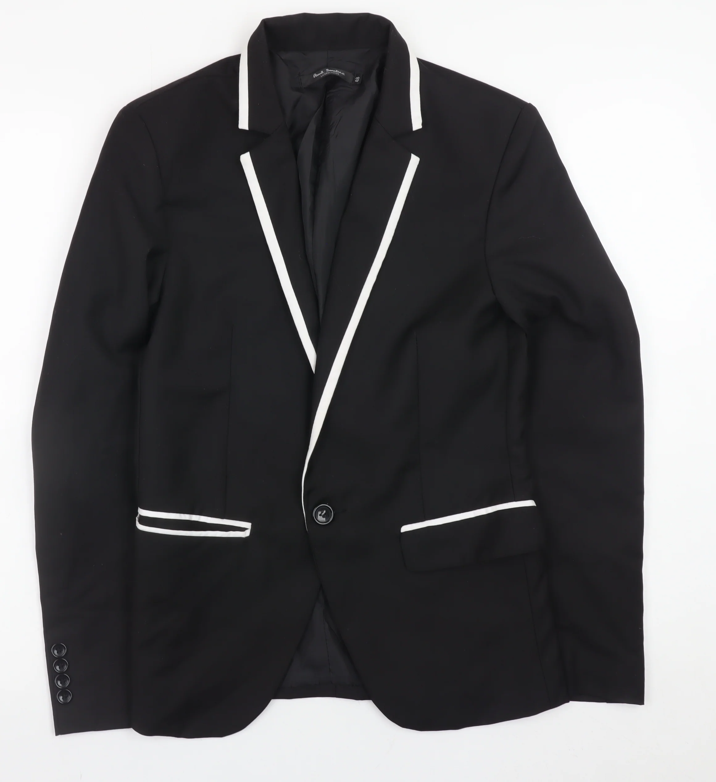 Paul Smith London Men's Black 38 Slim Fit Blazer White Trim Formal Jacket
