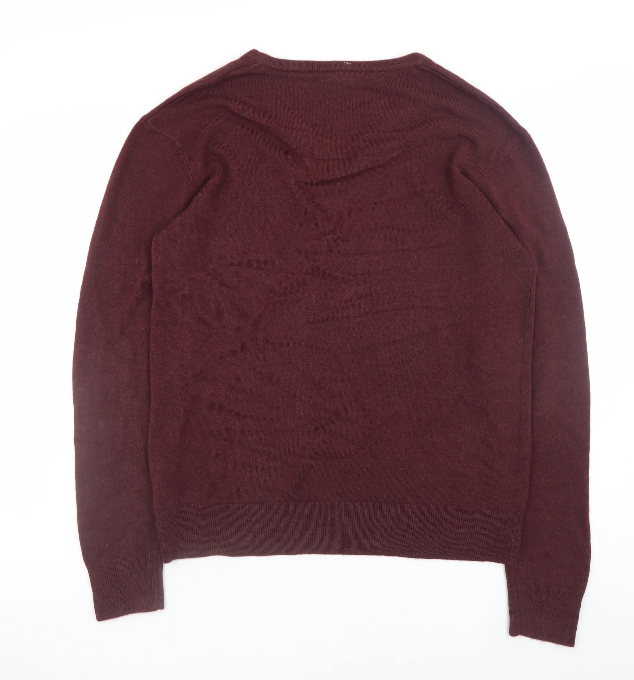 Peacocks Men's Red V-Neck Acrylic Jumper Size L - Image 3