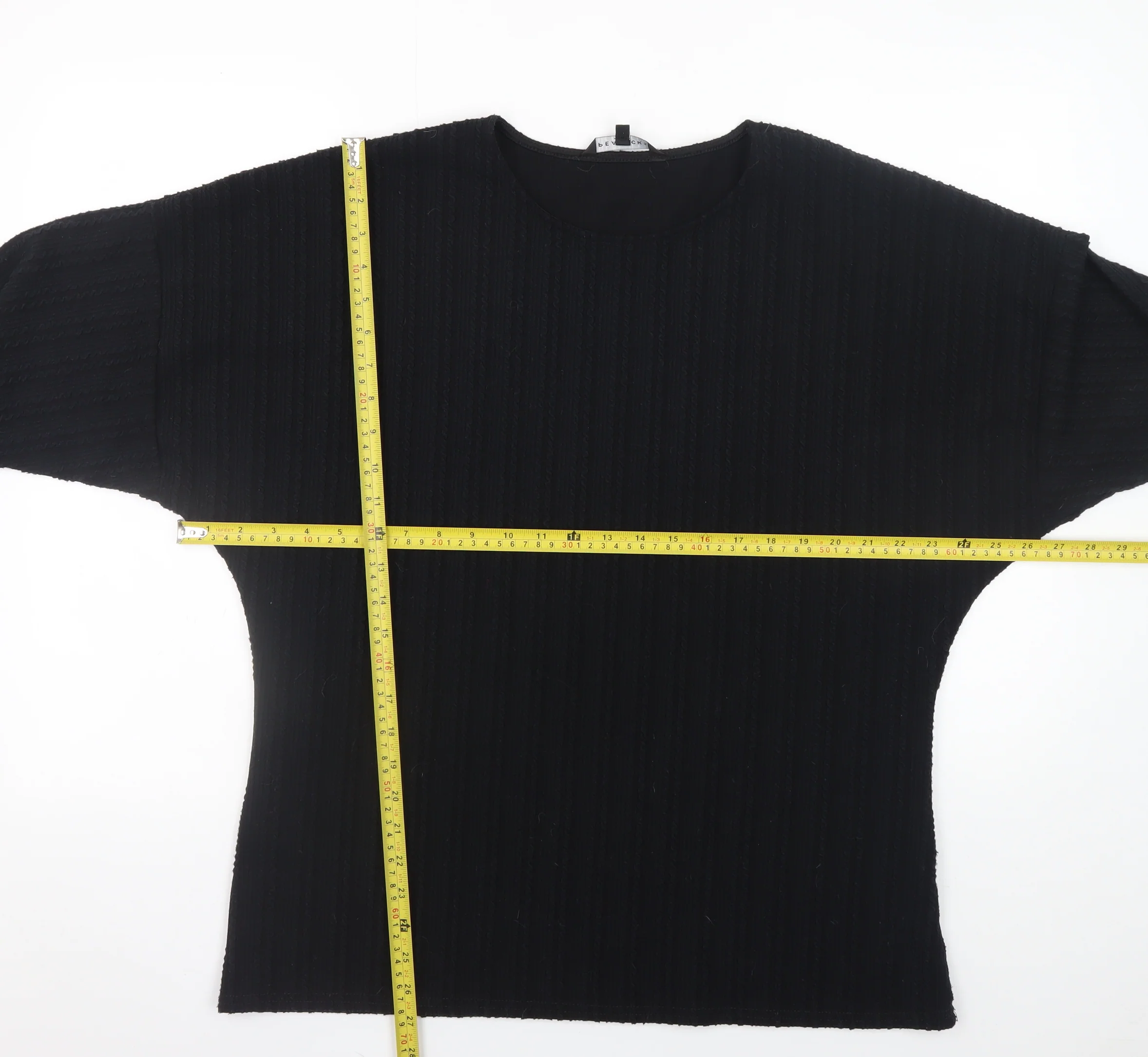 Peacocks Women’s Black Long Sleeve Stretch Knit Top L - Image 2