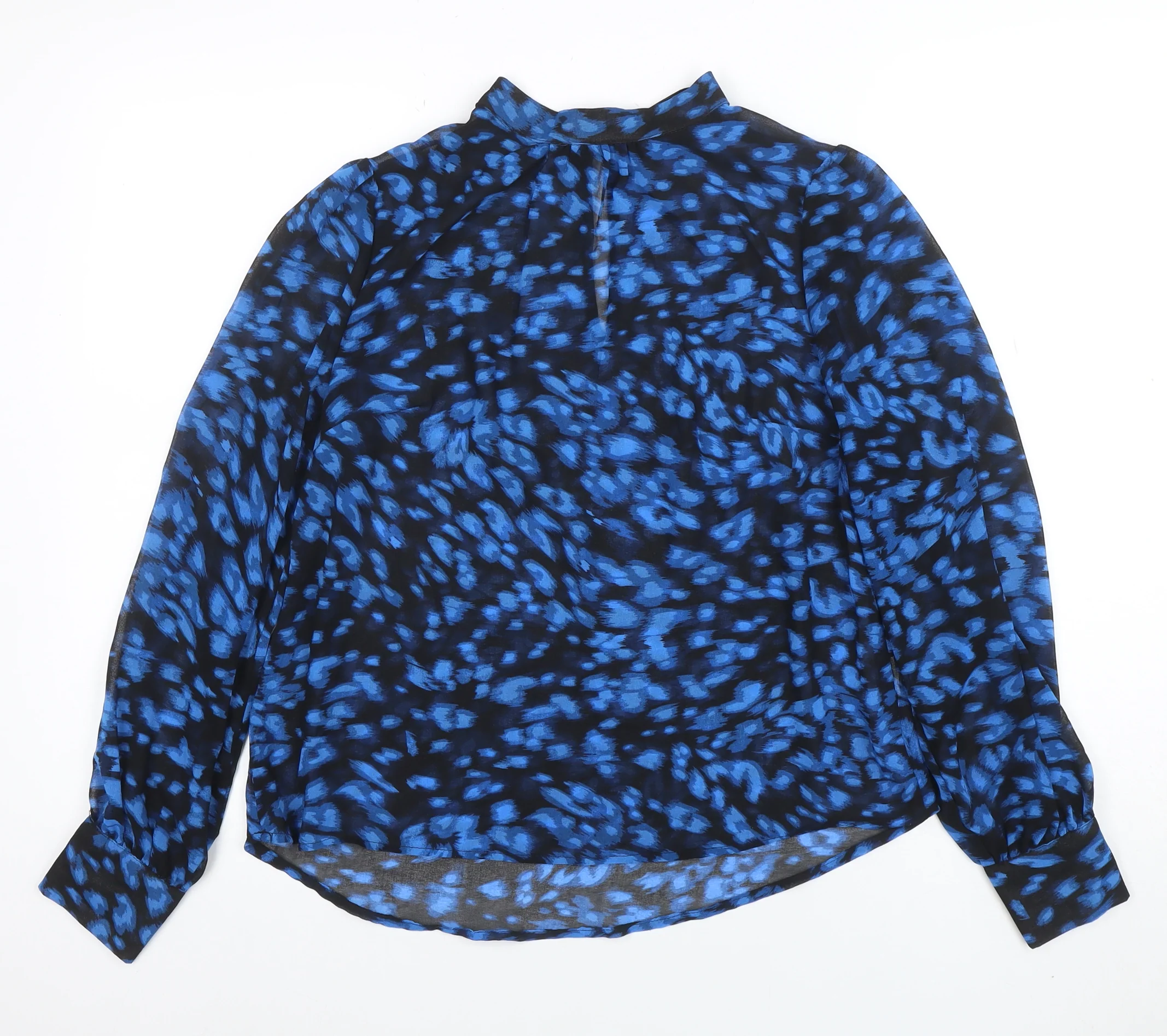 Peacocks Women’s Blue Animal Print Sheer Chiffon Blouse Size 10