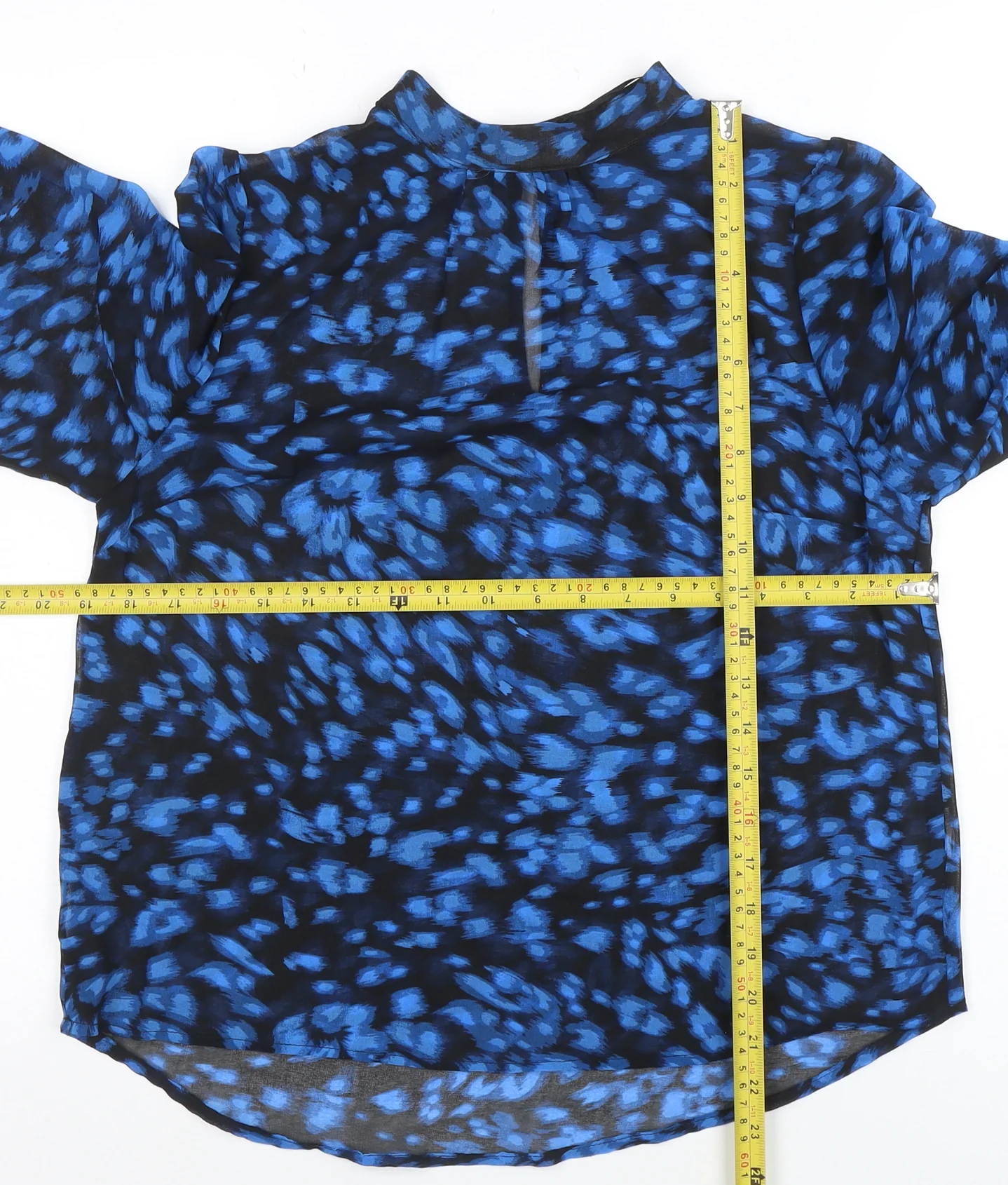 Peacocks Women’s Blue Animal Print Sheer Chiffon Blouse Size 10 - Image 2