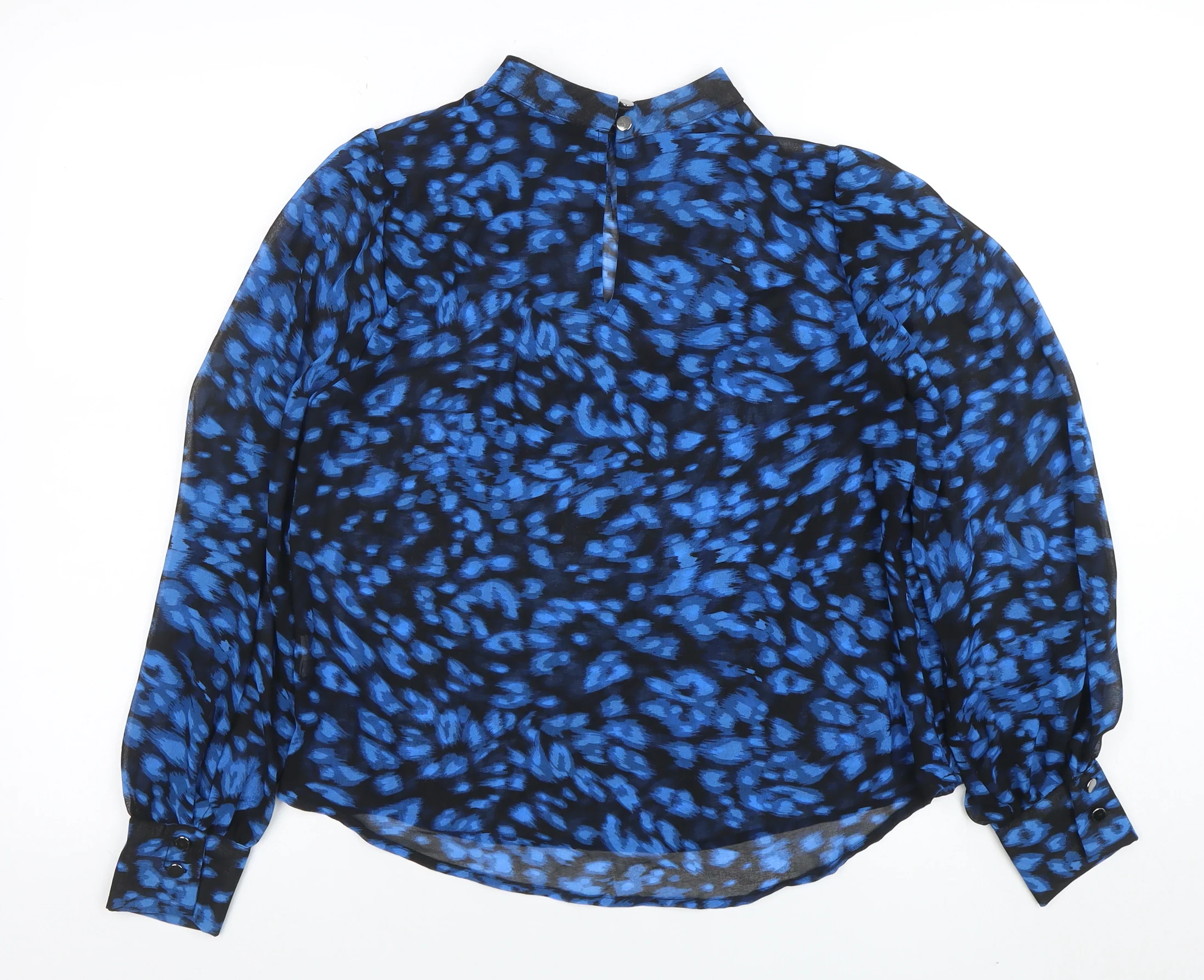 Peacocks Women’s Blue Animal Print Sheer Chiffon Blouse Size 10 - Image 3