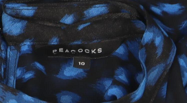 Peacocks Women’s Blue Animal Print Sheer Chiffon Blouse Size 10 - Image 4
