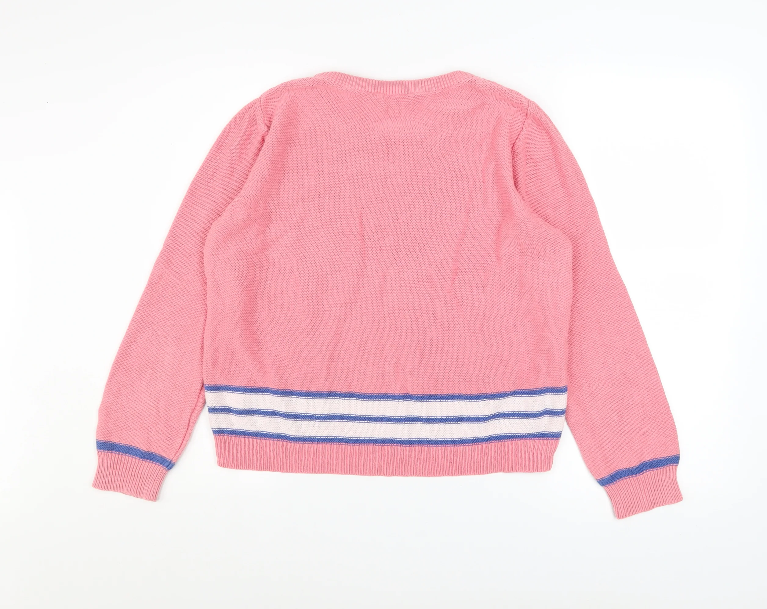 Peacocks Women’s Pink Cotton Cable-Knit Jumper Size L - Image 3