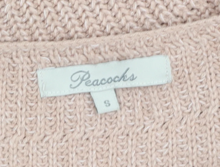 Peacocks Women's Beige V-Neck Knit Pullover Jumper Size S - Image 5