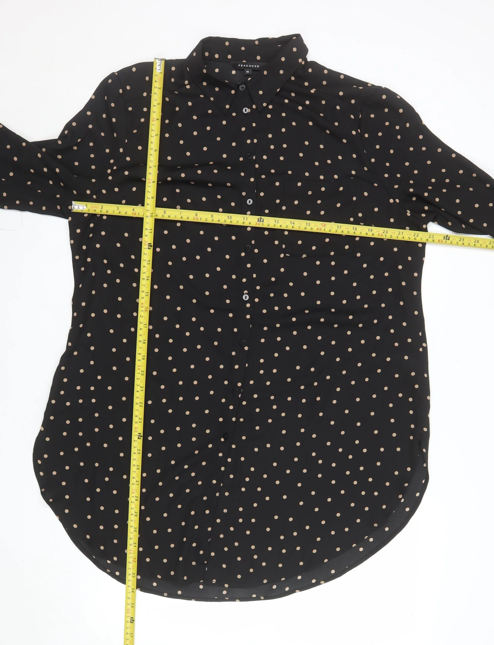Peacocks Women's Black Polka Dot Button-Up Blouse Size 18 - Image 2