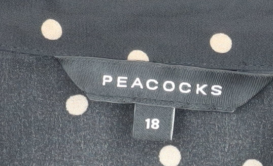 Peacocks Women's Black Polka Dot Button-Up Blouse Size 18 - Image 4