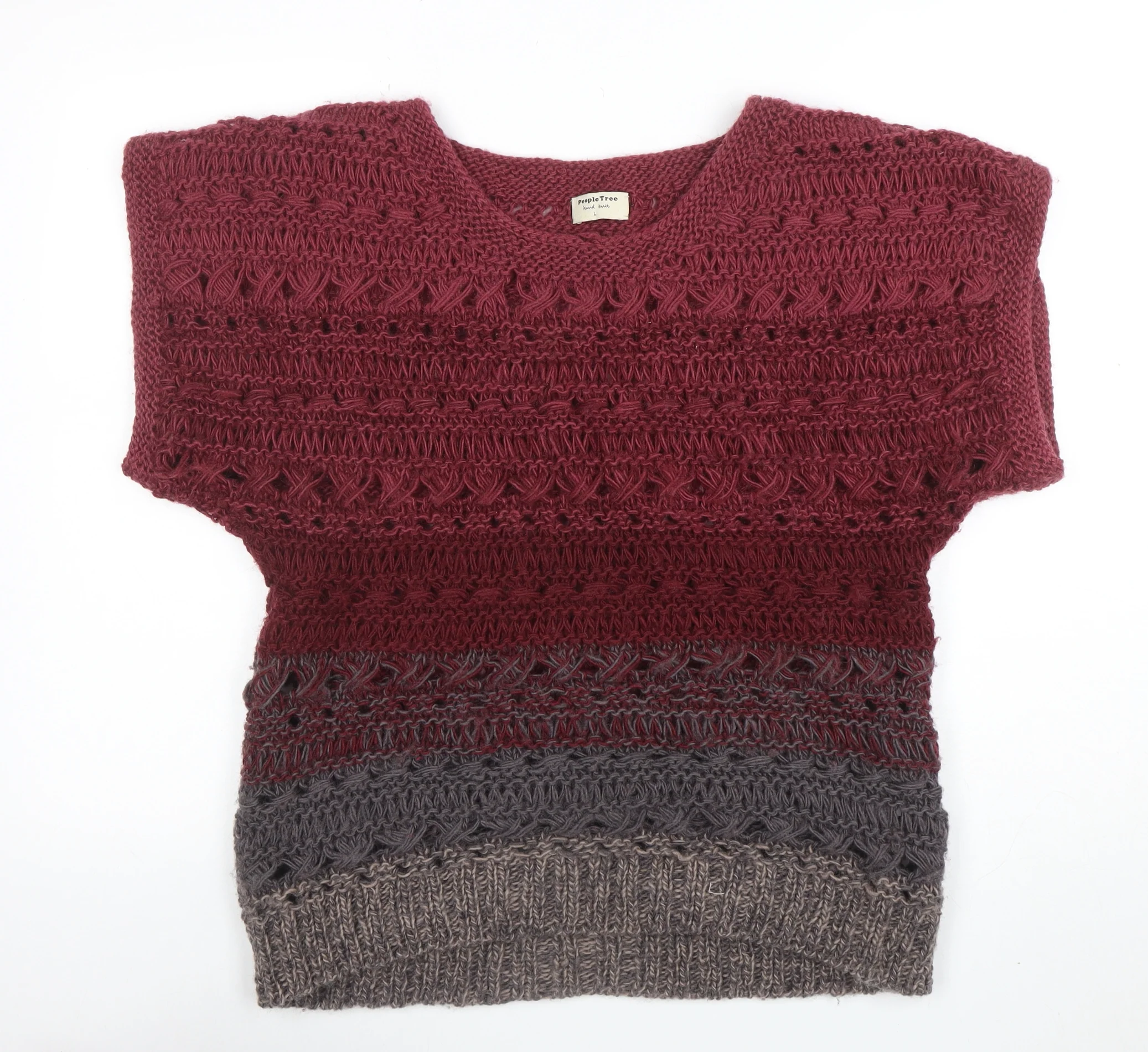People Tree Women’s Multicoloured Wool Open-Knit Pullover Jumper L