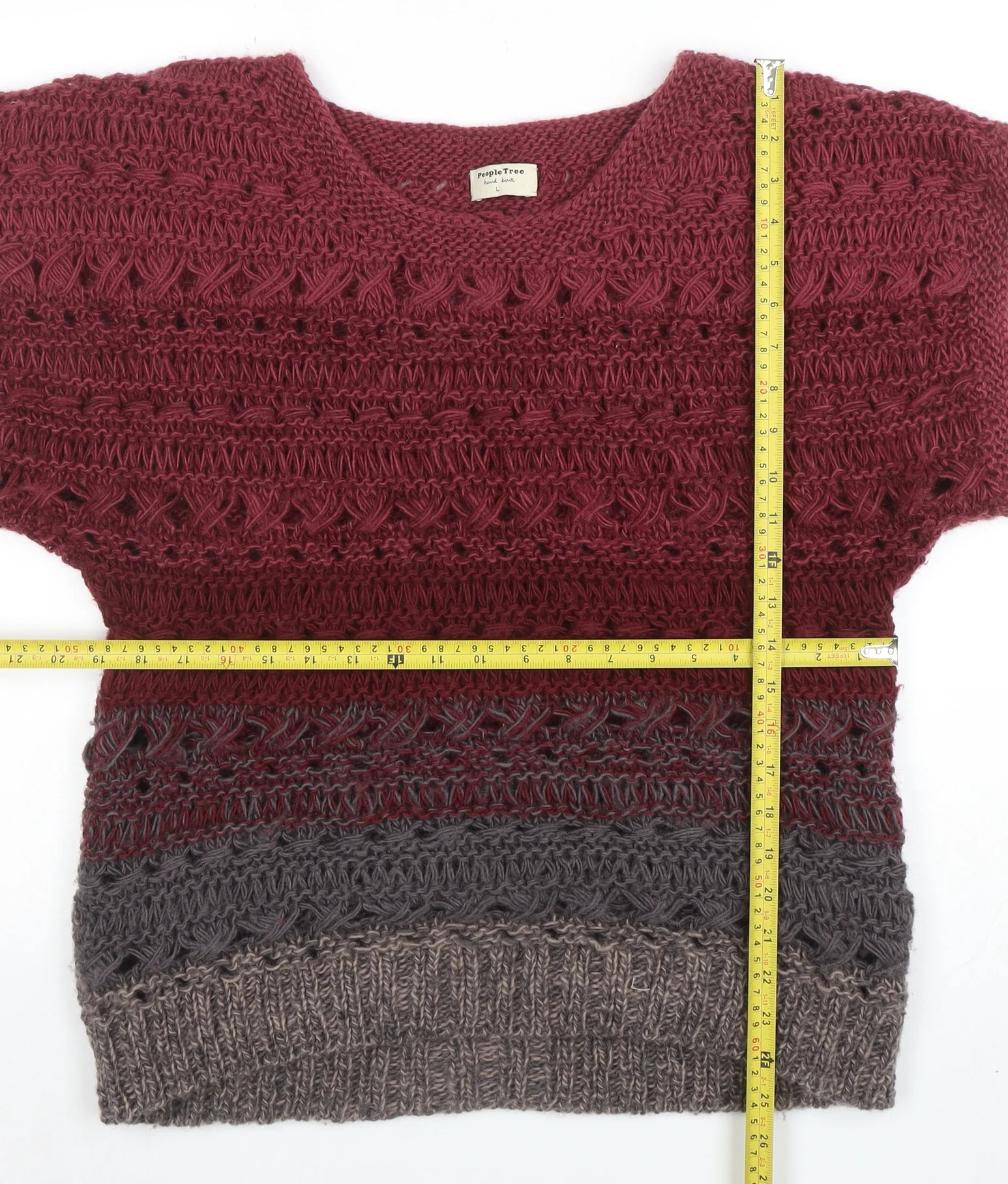 People Tree Women’s Multicoloured Wool Open-Knit Pullover Jumper L - Image 2