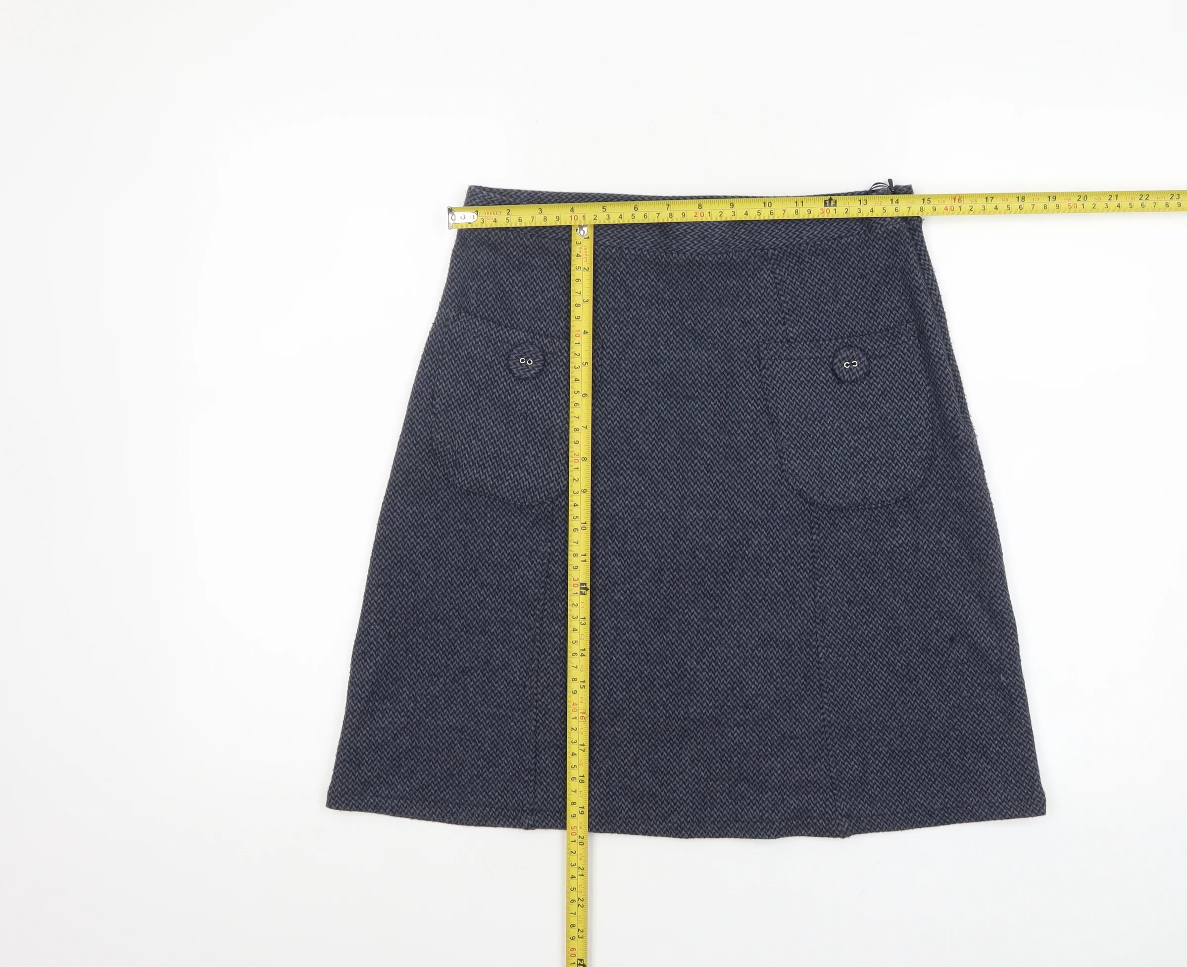 Pepperberry Women Blue A-Line Tweed Knee Length Skirt Size 8 - Image 2