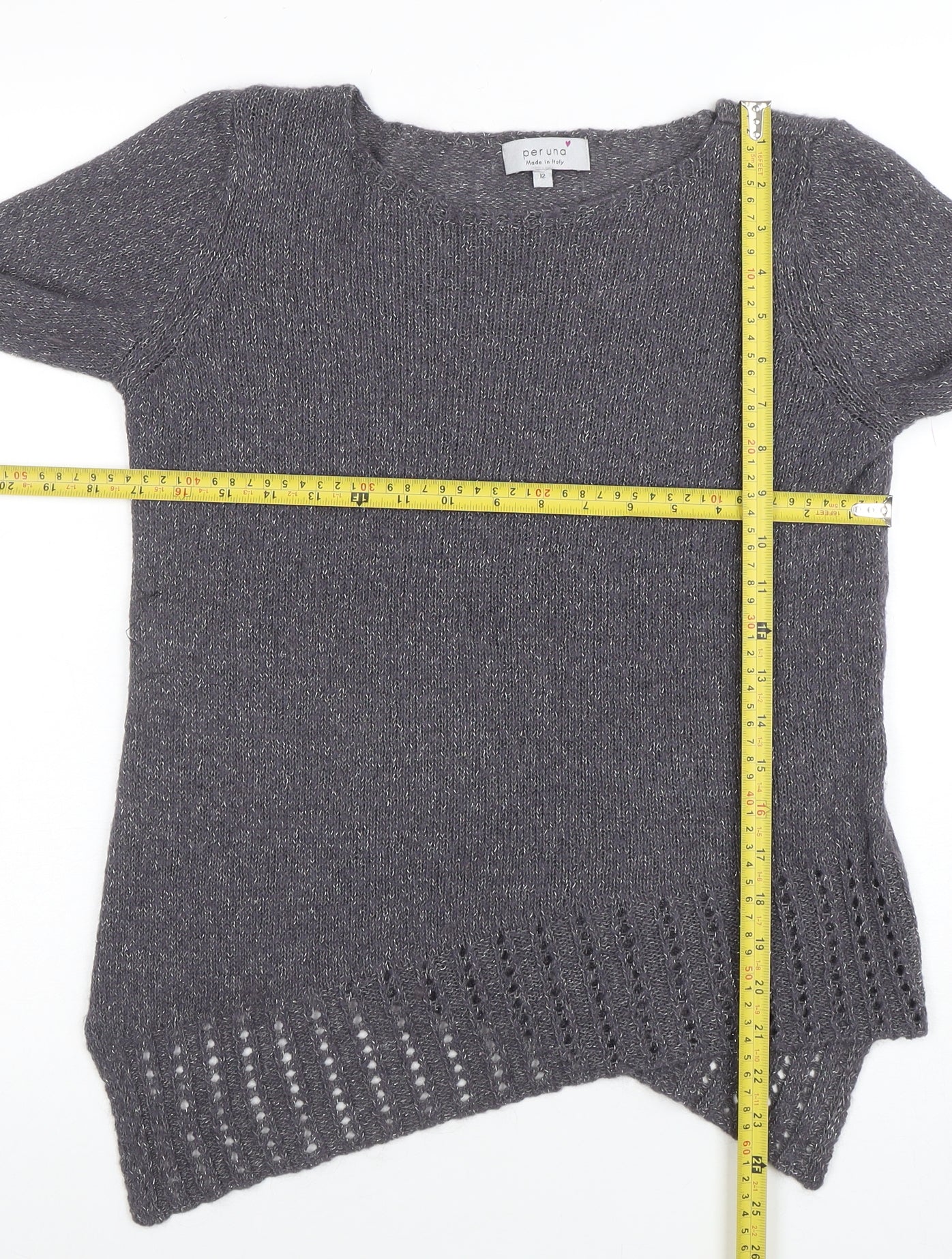 Per Una Women’s Grey Metallic Knit Long Sleeve Pullover Jumper Size 12 - Image 2