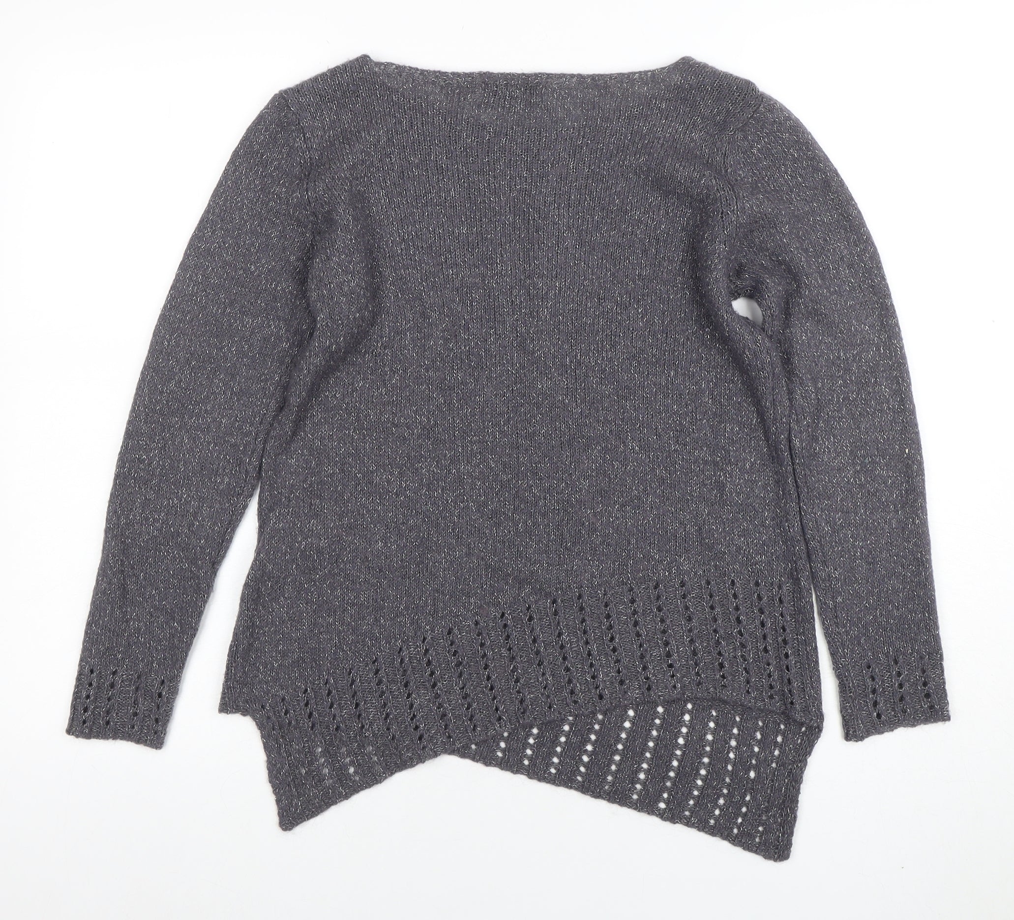 Per Una Women’s Grey Metallic Knit Long Sleeve Pullover Jumper Size 12 - Image 3