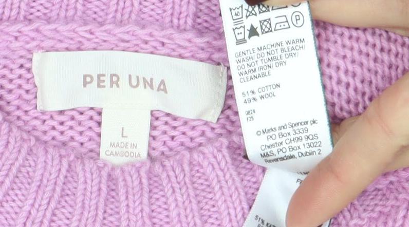 Per Una Women’s Pink Cotton Wool Knit Jumper L - Image 4
