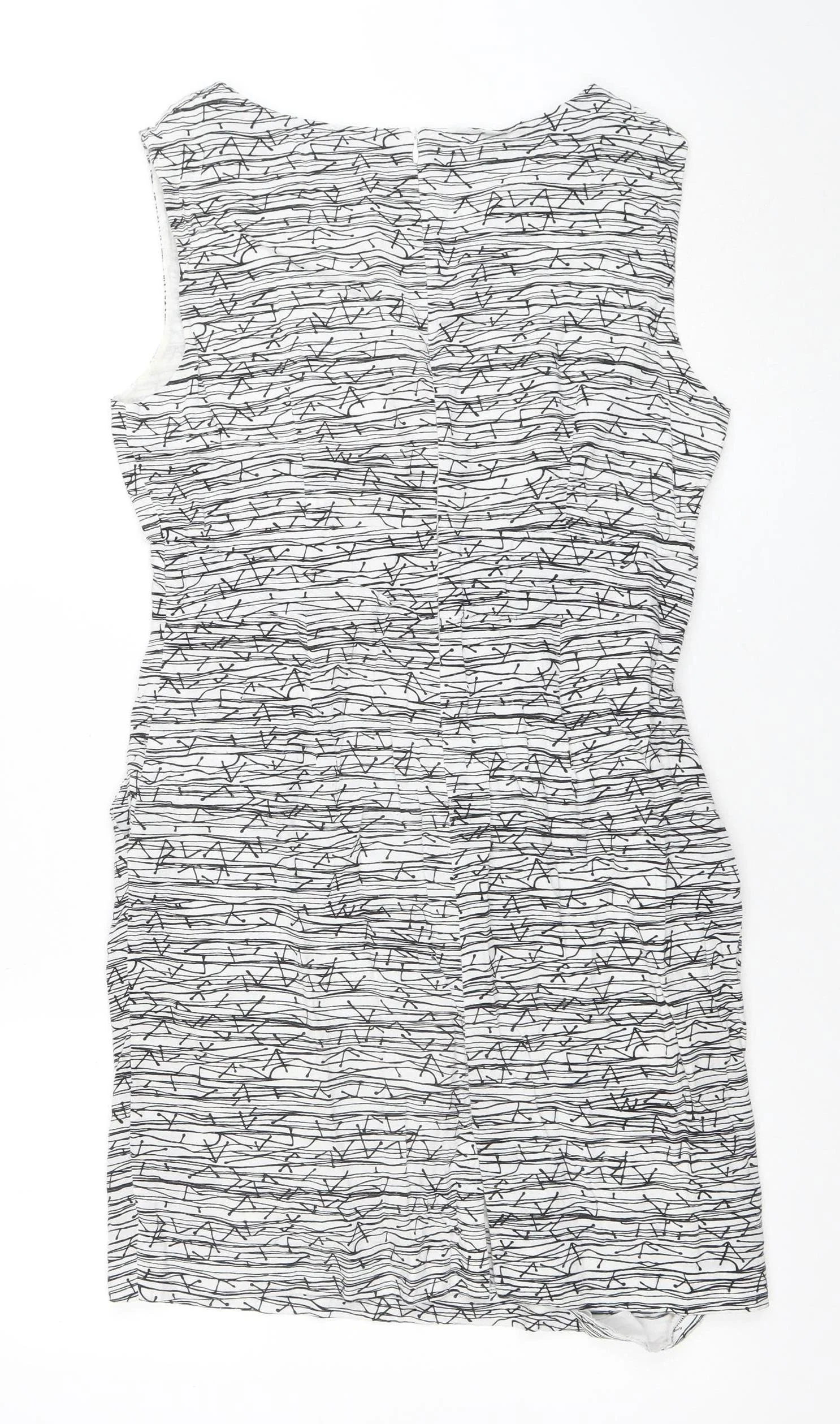 Per Una Women’s White Geometric Shift Dress Size 12 Sleeveless - Image 3