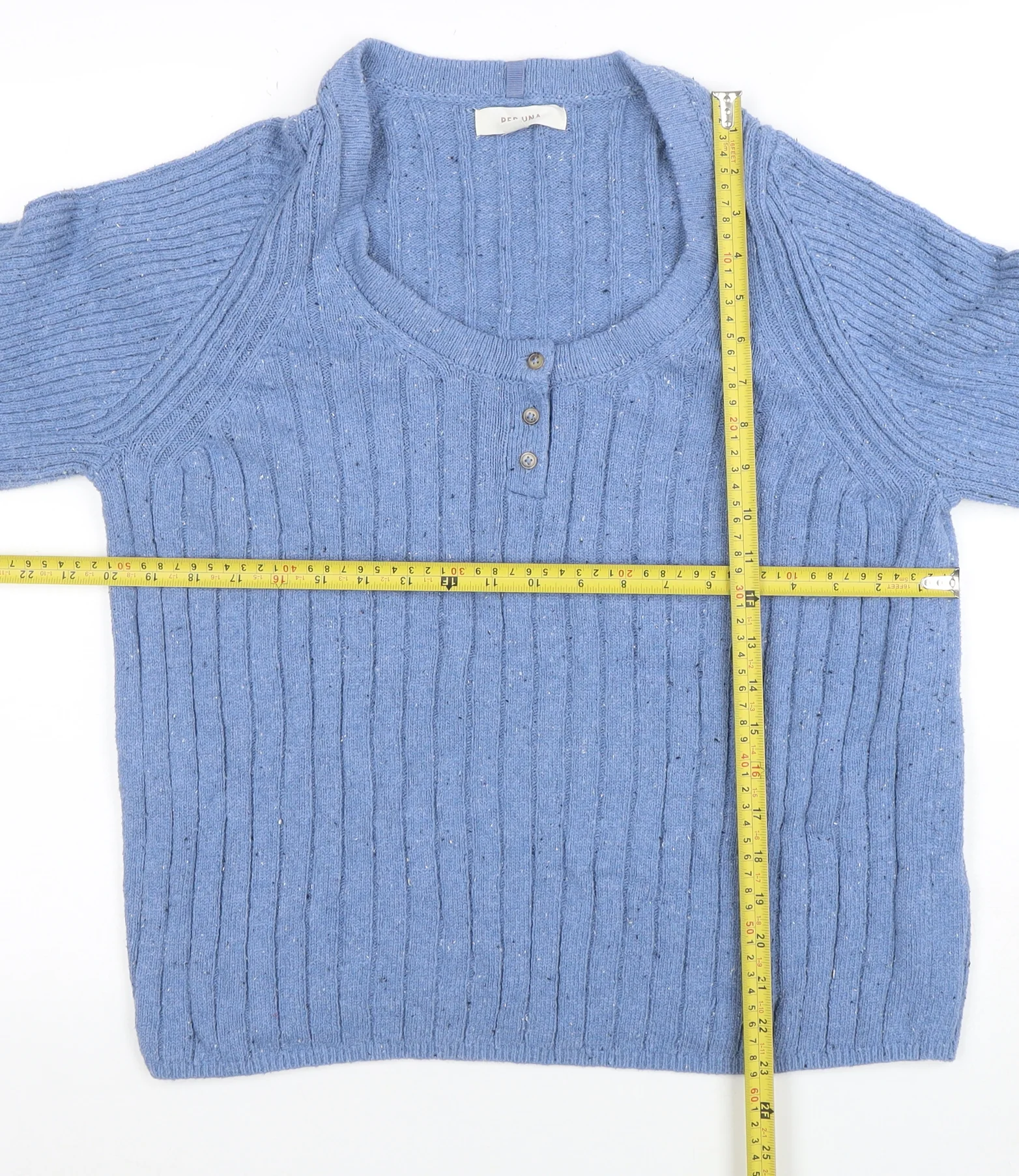Per Una Women's Blue Wool Blend Henley Jumper Size L - Image 2