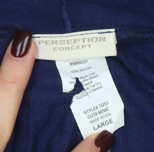 Perseption Concept Women's Blue Cardigan Size L Open Front Lightweight - Image 4