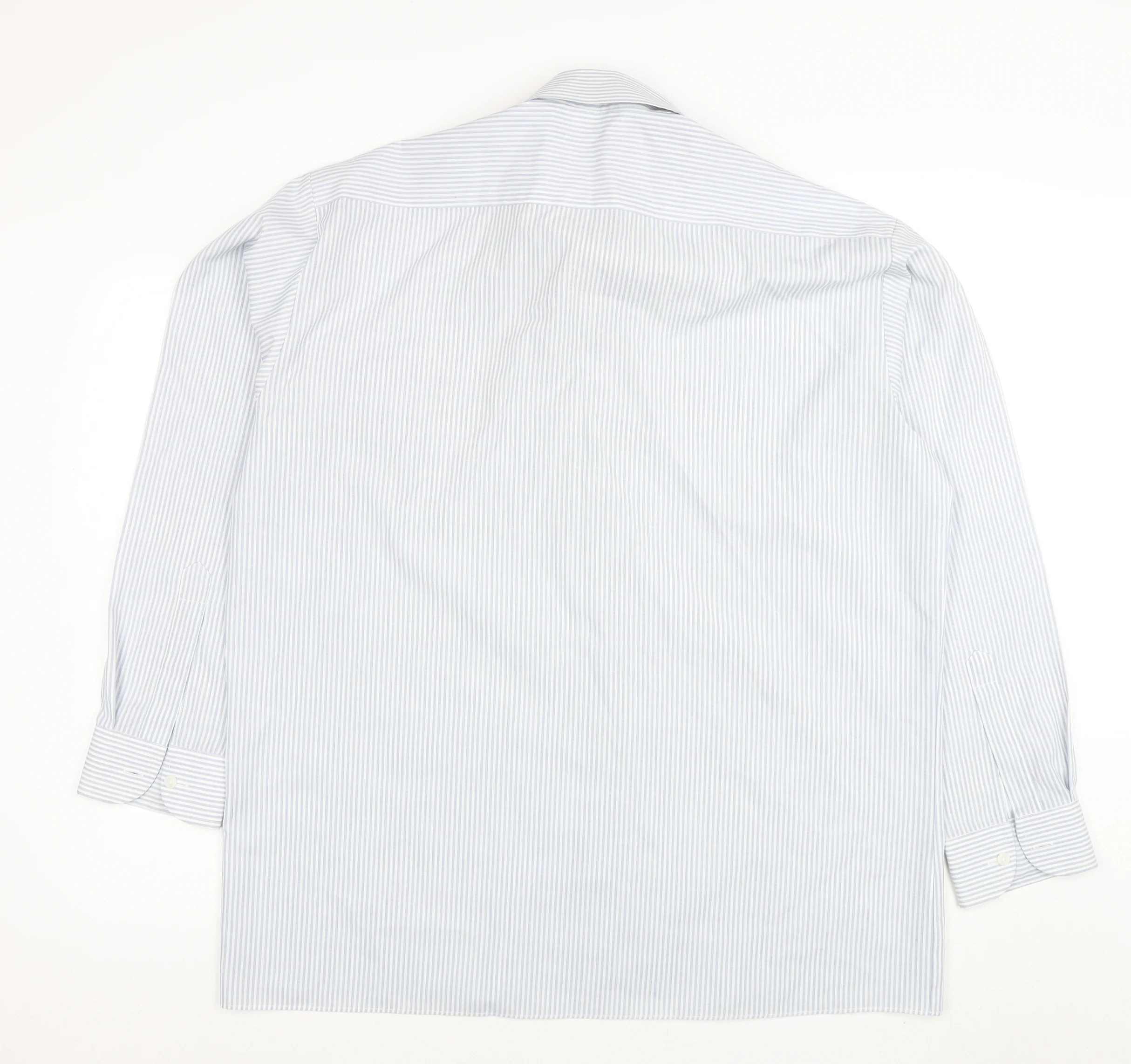 Peter England Men's Blue Striped Long Sleeve Cotton Blend Shirt 17 Regular Fit - Image 3