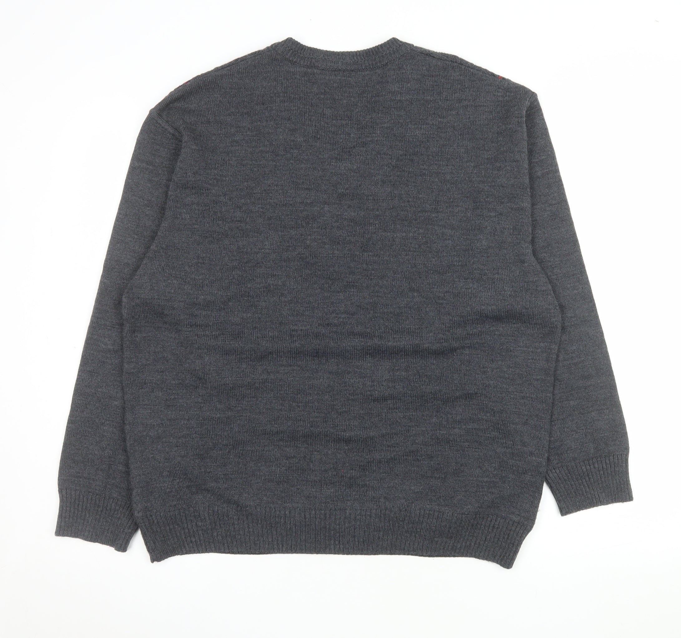 Peter Gribby Men’s Grey Cable-Knit Wool Blend V-Neck Jumper L - Image 3