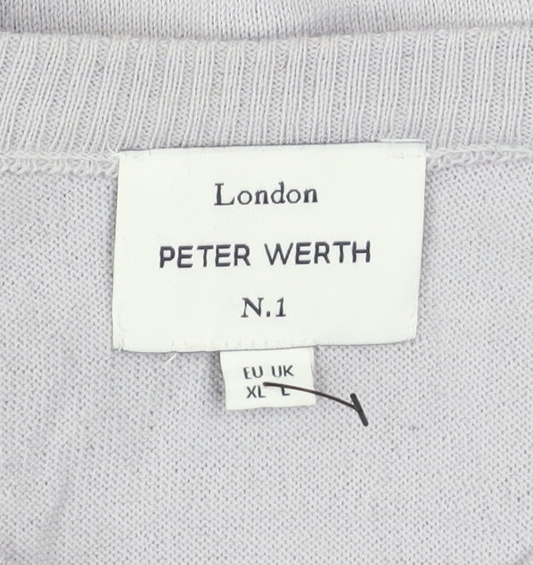 Peter Werth Men Grey XL Wool Blend Crew Neck Jumper - Image 4