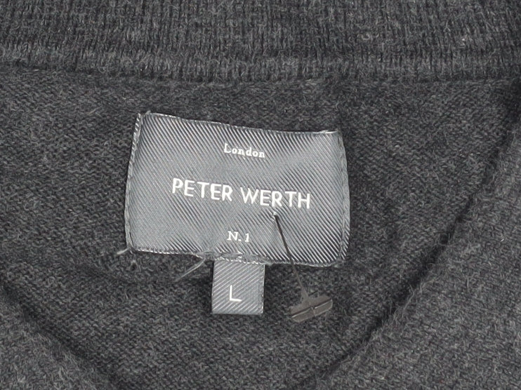 Peter Werth Men's Black Cotton Long Sleeve Button-Up Polo Shirt Size L - Image 4