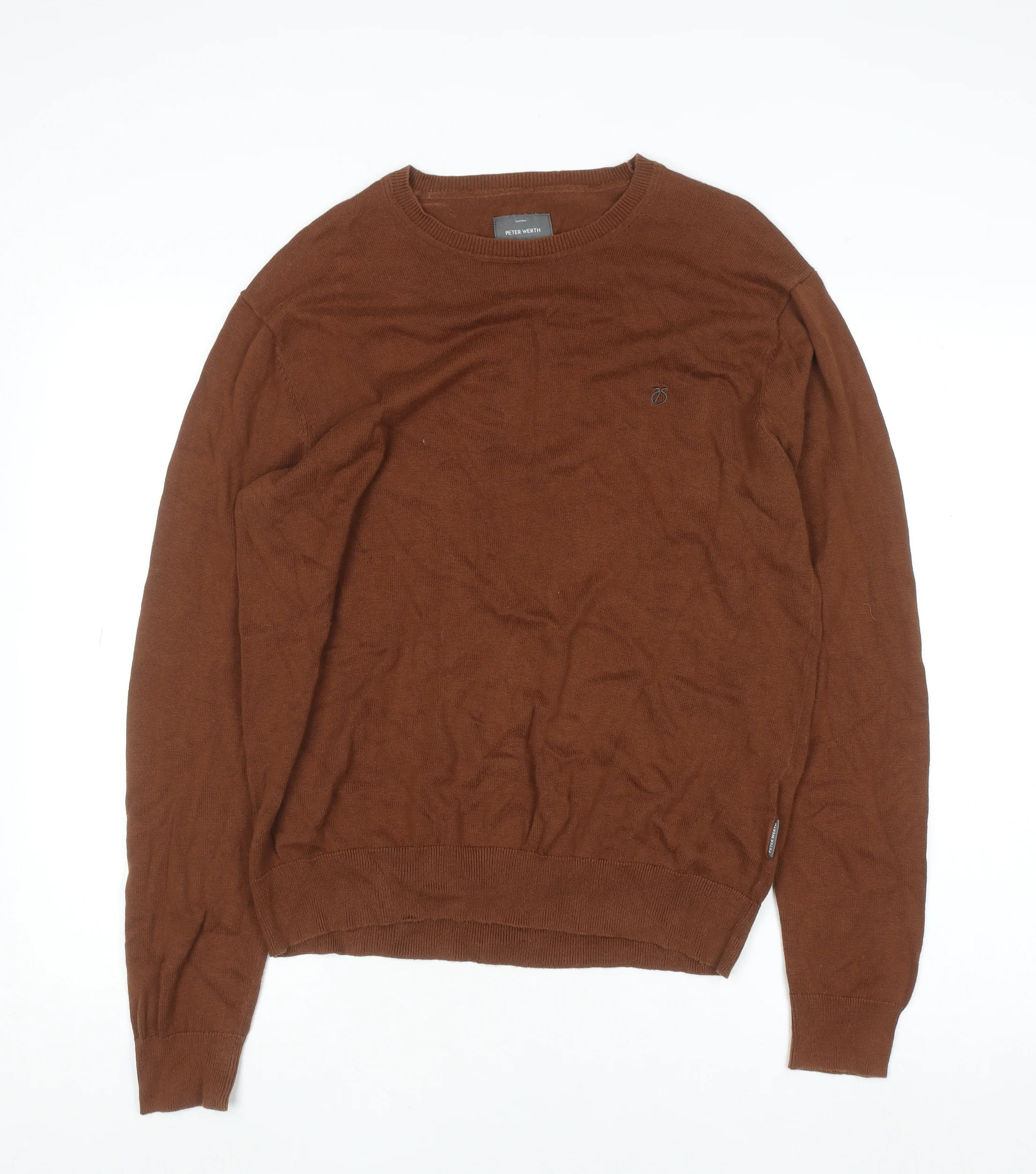 Peter Werth Men's Brown Cotton Crew Neck Jumper Size M