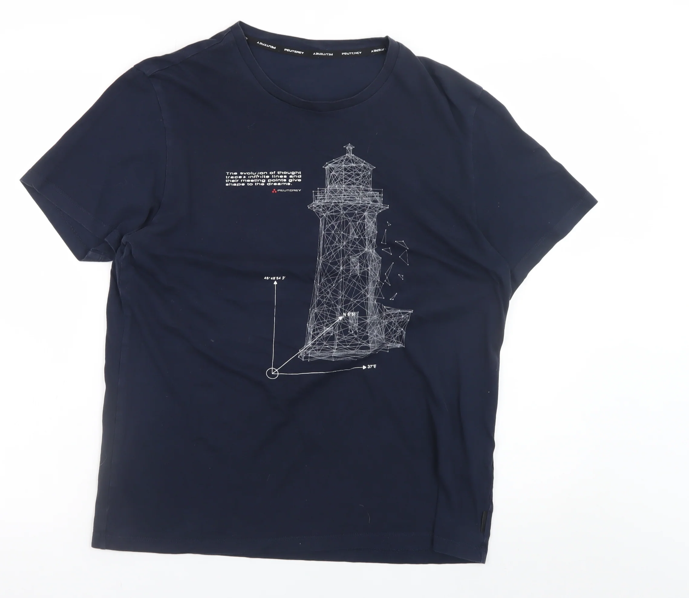Peuterey Men's Blue Nautical Graphic Cotton T-Shirt Size L