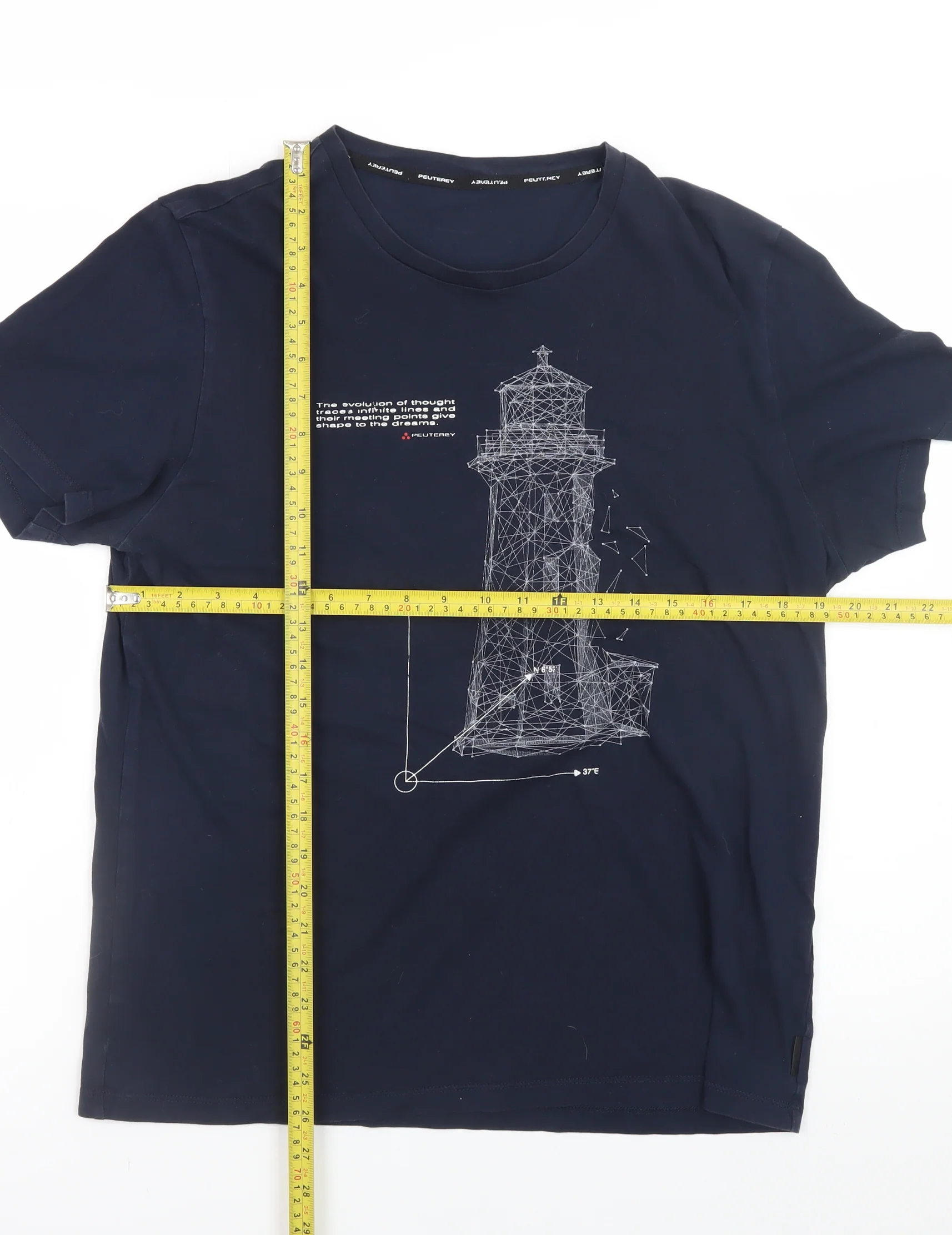 Peuterey Men's Blue Nautical Graphic Cotton T-Shirt Size L - Image 2