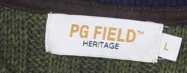 PG Field Men’s Green V-Neck Acrylic Knit Jumper Size L - Image 4