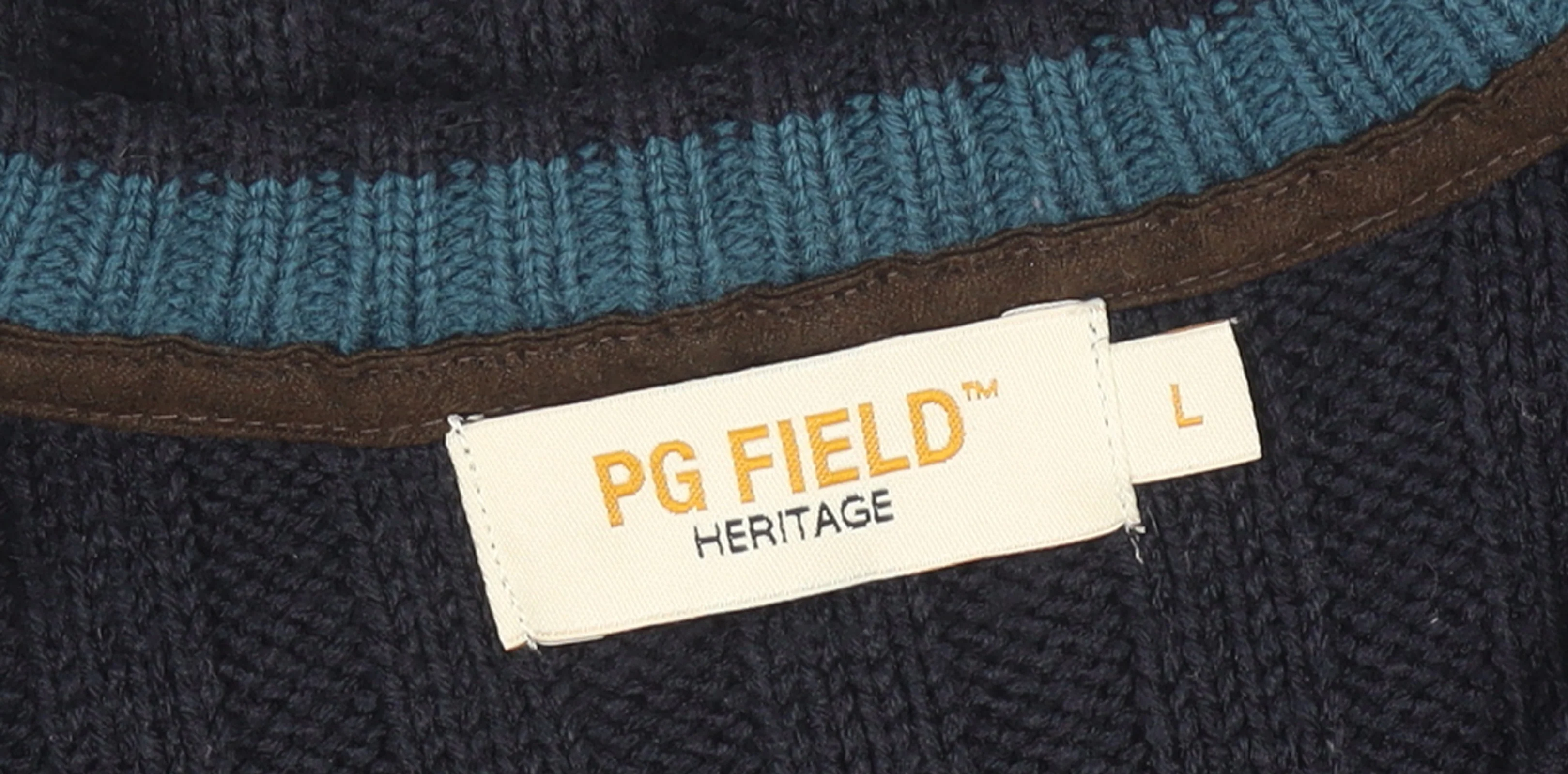 PG Field Men's Blue V-Neck Cable Knit Acrylic Jumper Size L - Image 4