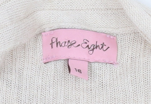 Phase Eight Women Beige Long Sleeve Open Knit Cardigan Size 16 - Image 5
