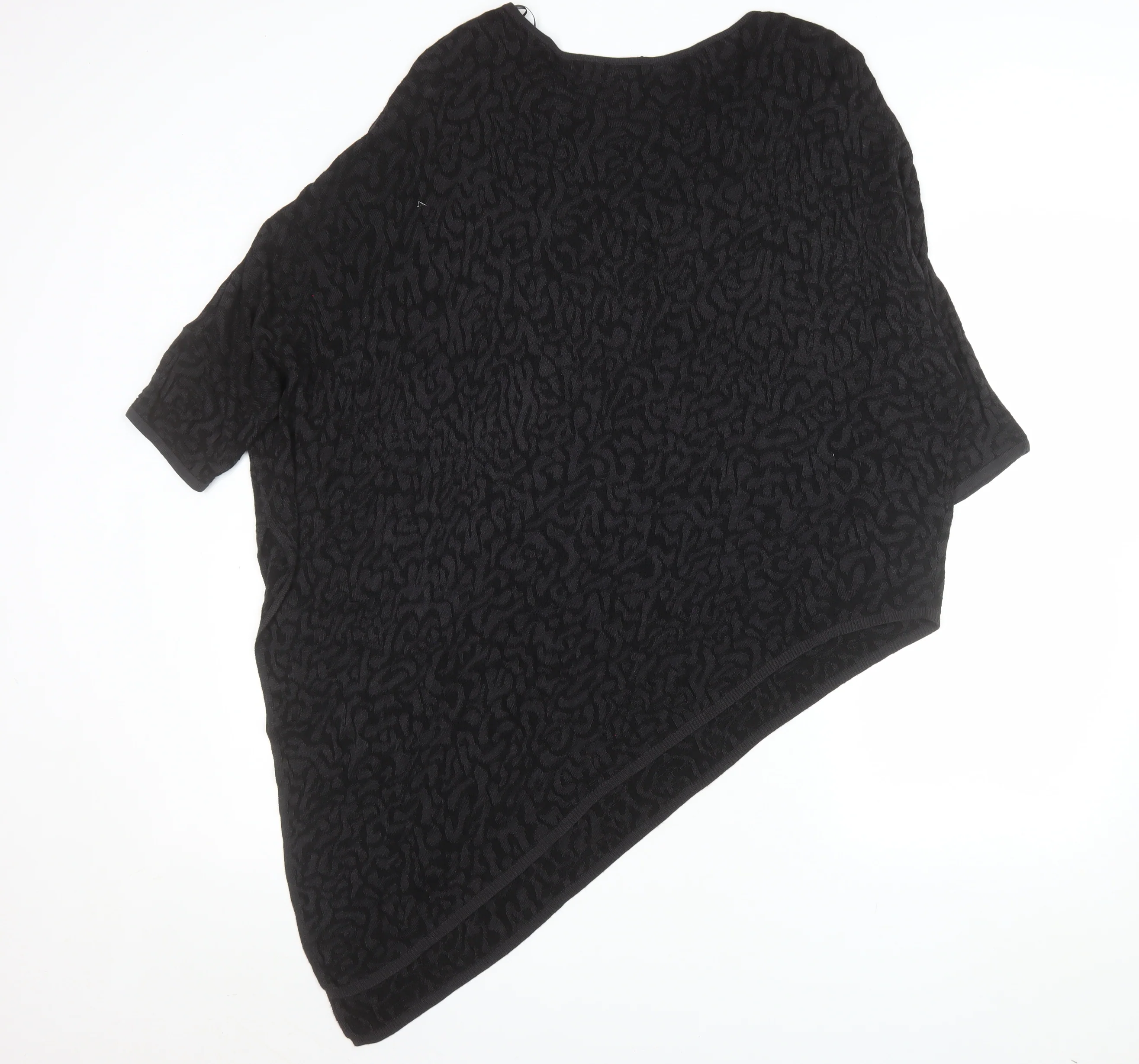 Phase Eight Women Black Animal Textured Tunic Top L Viscose Dolman Sleeve - Image 3