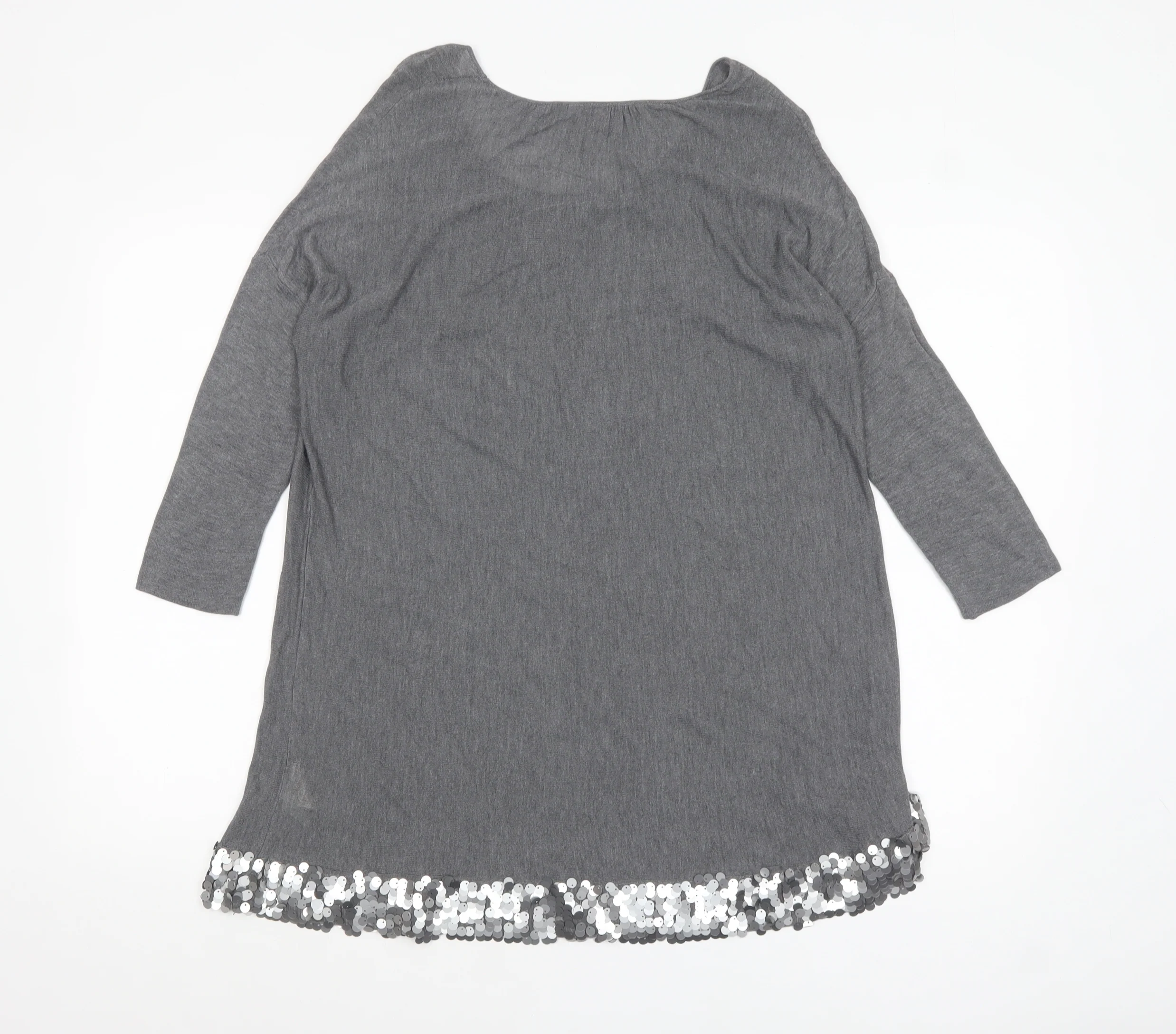 Phase Eight Women Grey Sequin Hem Tunic Top 3/4 Sleeve Size S - Image 3