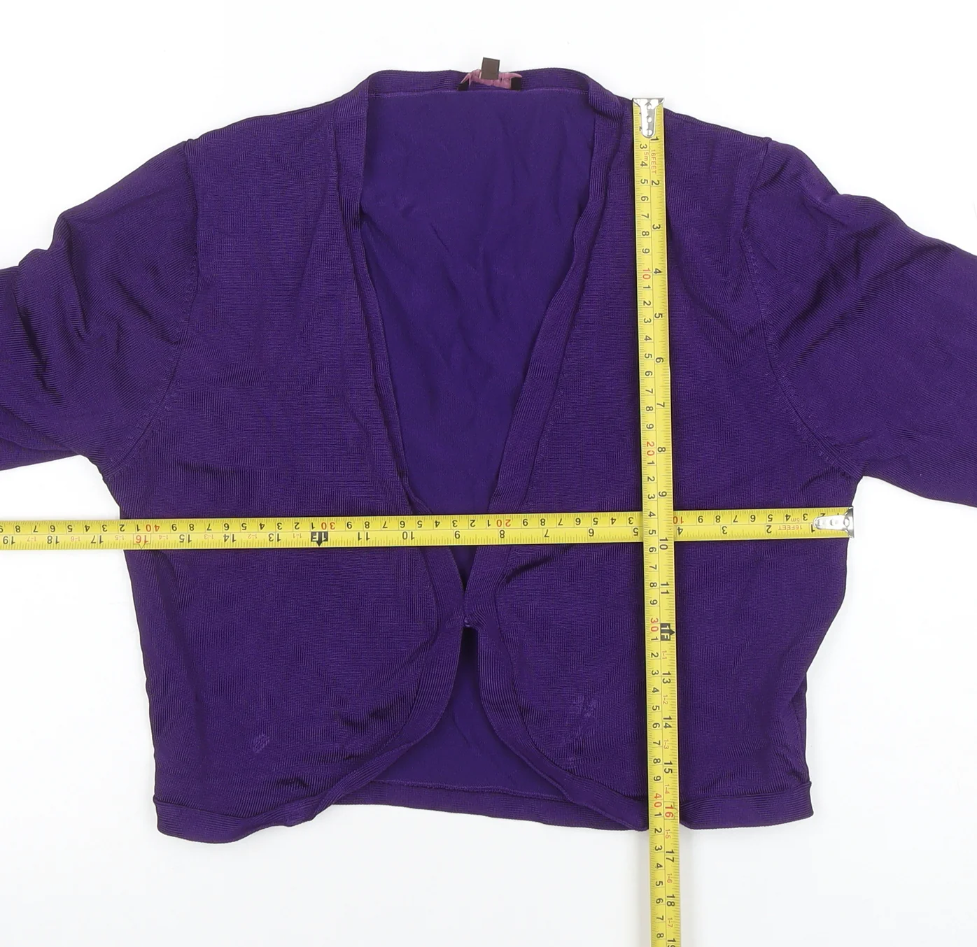 Phase Eight Women Purple Size 12 V-Neck 3/4 Sleeve Cardigan - Image 2