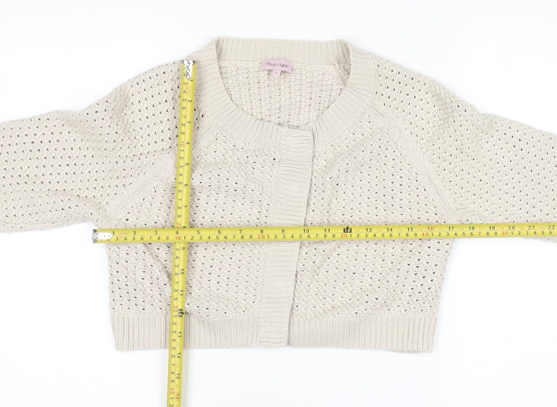 Phase Eight Women’s Beige Open-Knit Cotton Cardigan Size 12 - Image 2